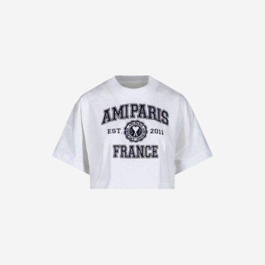 (W) 아미 파리 프랑스 크롭 티셔츠 화이트