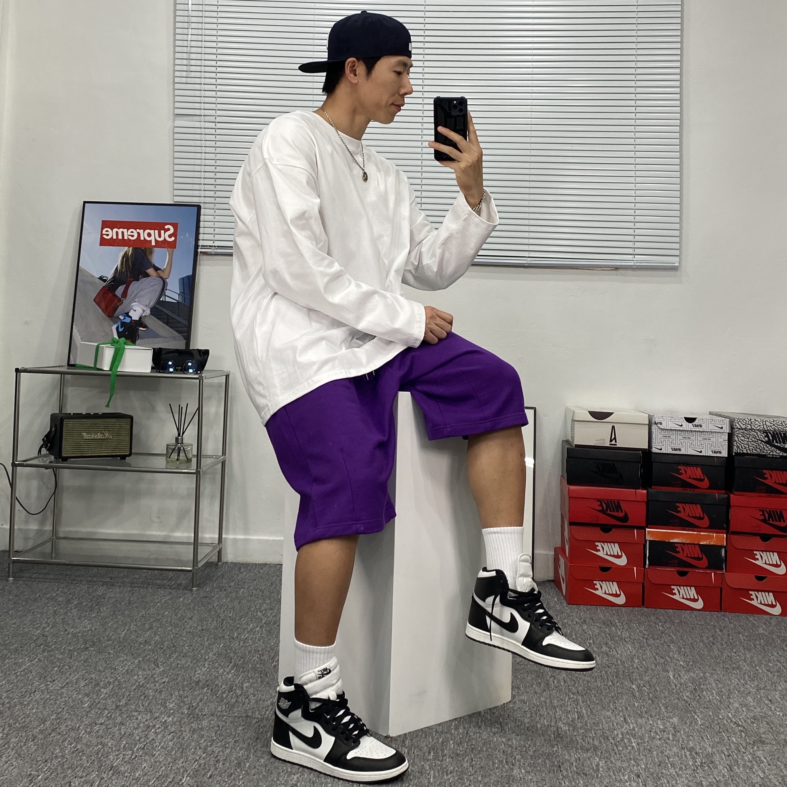 Jordan 1 High 85 Black White 착용 스타일 - 1