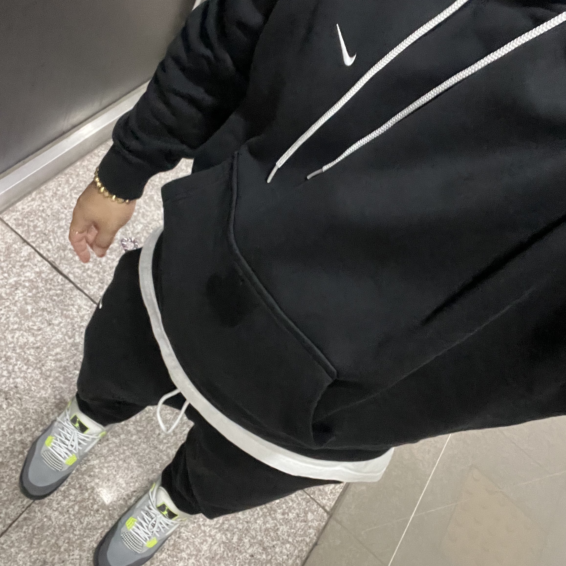 Nike NRG Solo Swoosh Fleece Hoodie Black White - Asia, Nike NRG Solo Swoosh Fleece Pants Black White - Asia 착용 스타일