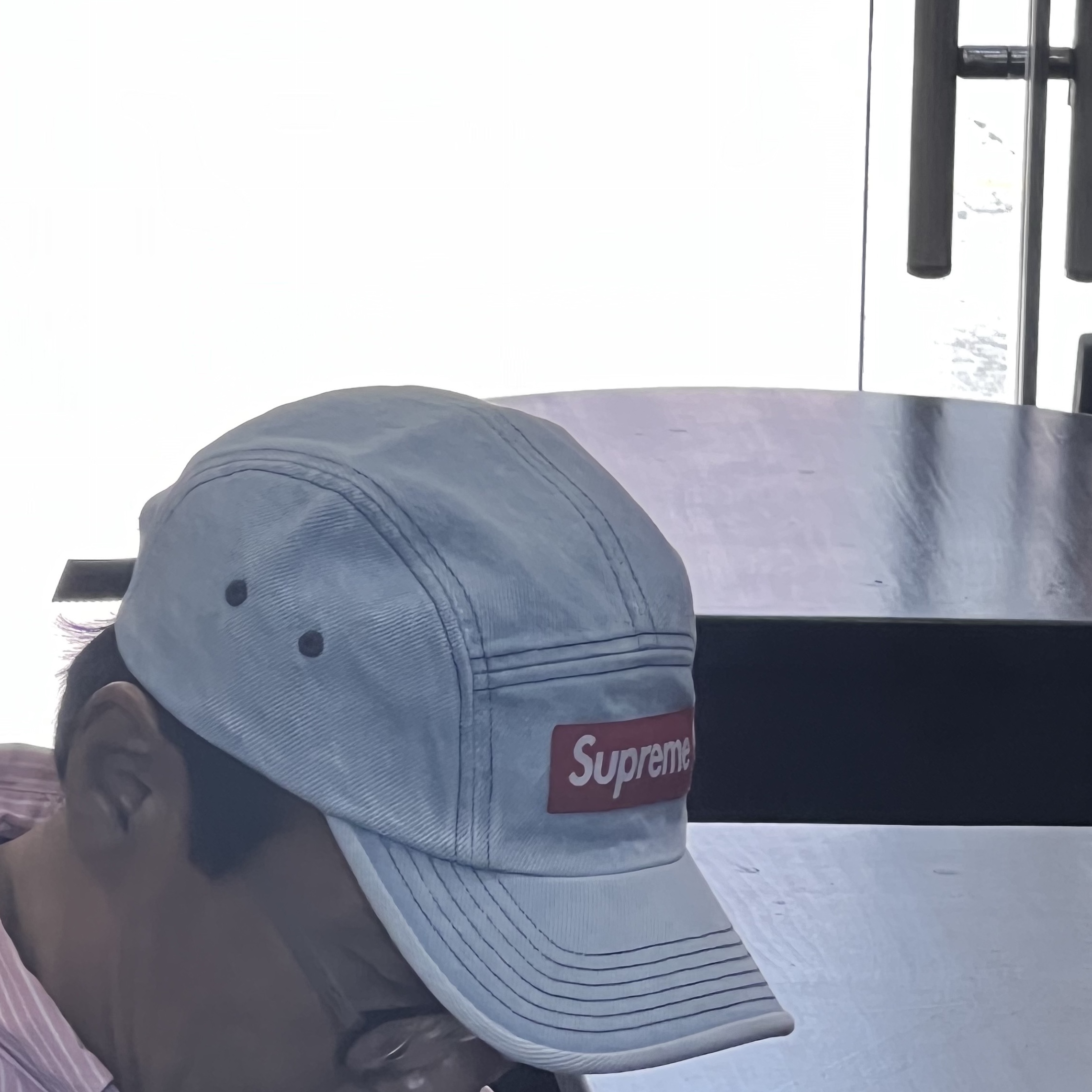 Supreme Denim Camp Cap Washed Blue - 22FW 착용 스타일
