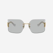 (W) Miu Miu Runway Sunglasses Light Grey Lenses Gold Metal