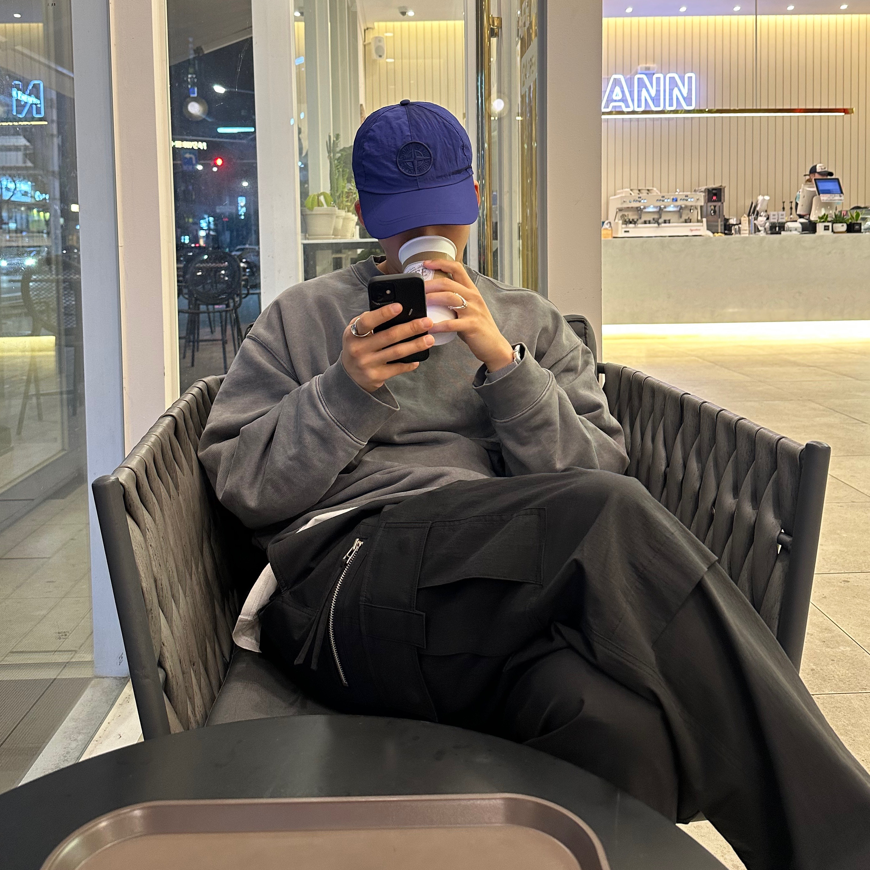 Stone Island 99576 Nylon Metal 6-Panel Cap Bluette - 22SS 착용 스타일