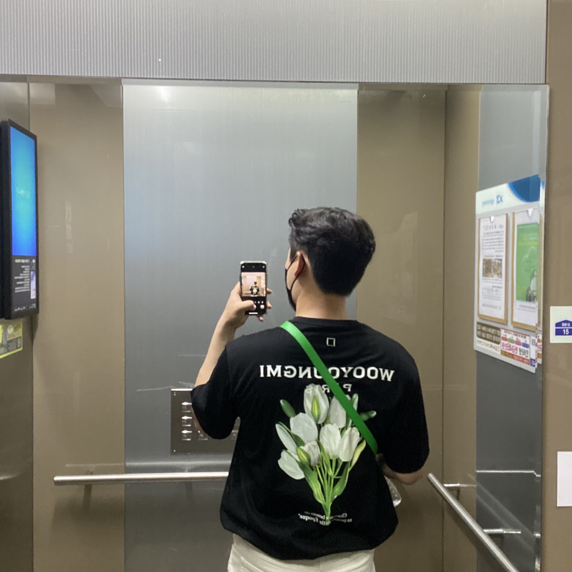 Wooyoungmi Flower Print Back Logo T-Shirt Black - 22SS, Bottega Veneta Mini Leather Cassette Parakeet 착용 스타일