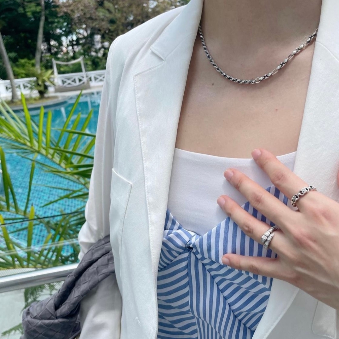 Scudo Dolphin 2way Necklace, Scudo Floral Round Ring 착용 스타일
