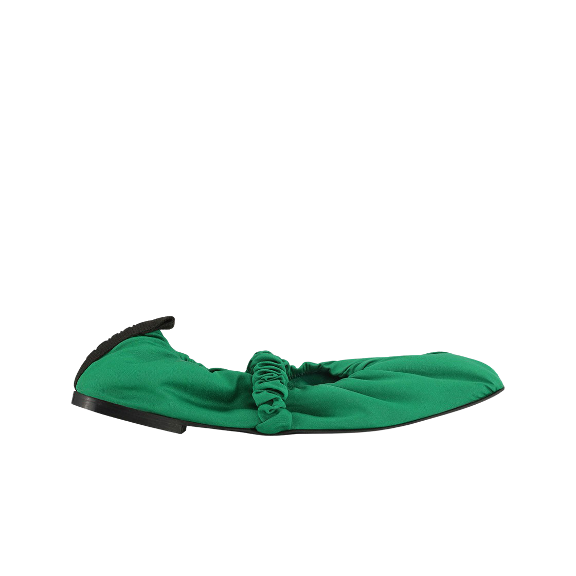 (W) 가니 스크런치 사틴 발레리나 켈리 그린((W) Ganni Scrunchie Satin Ballerinas Kelly Green)