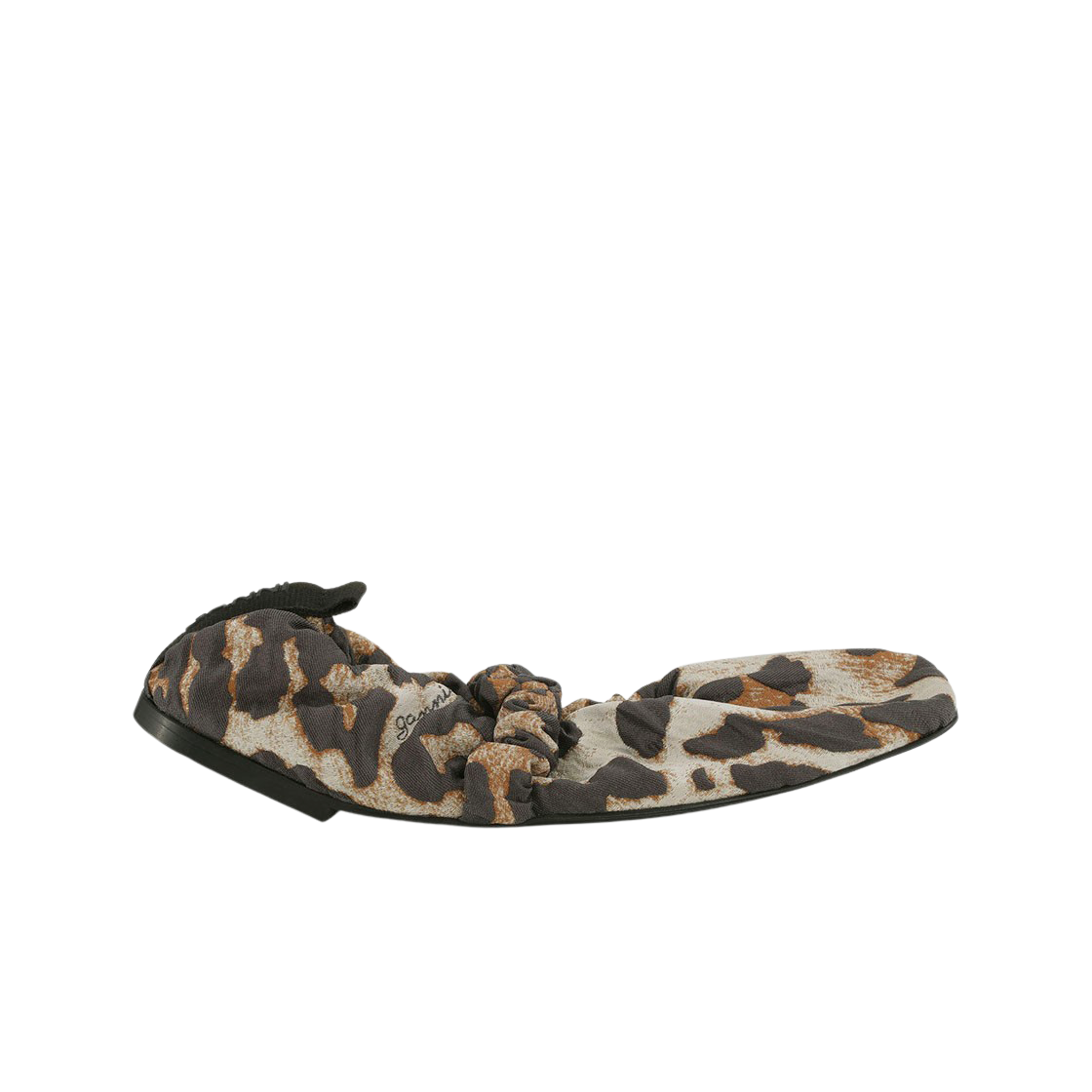 (W) 가니 스크런치 자카드 발레리나 레오파드((W) Ganni Scrunchie Jacquard Ballerinas Leopard)