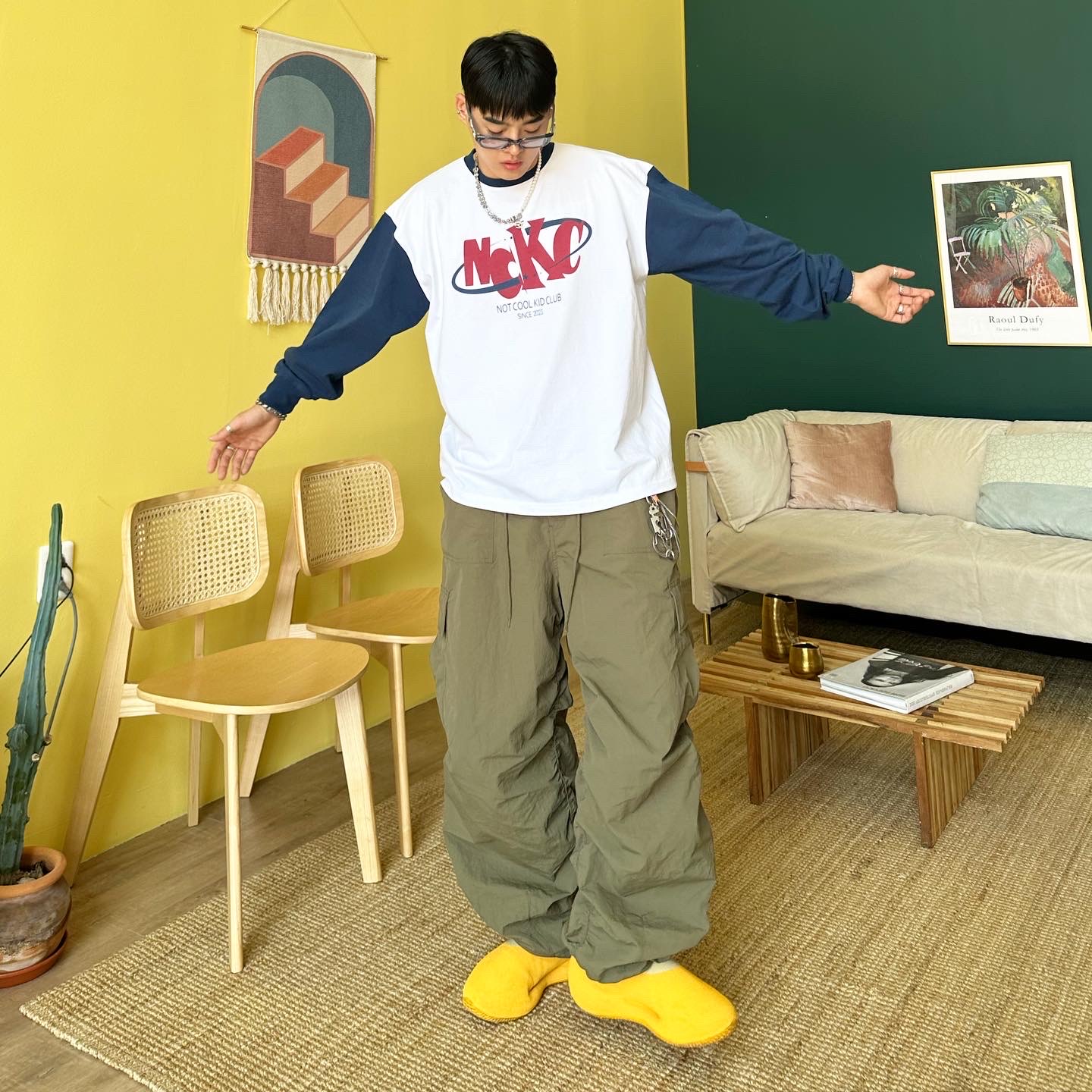 Adidas Yeezy Knit RNR Sulfur 착용 스타일 - 2