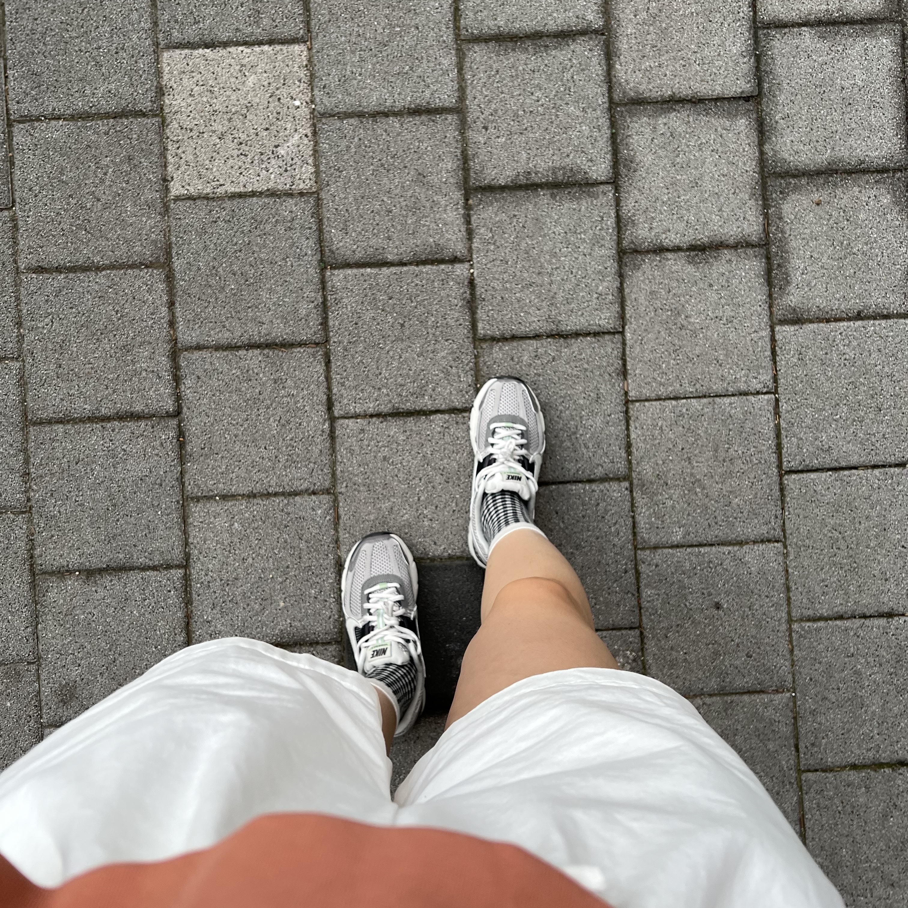(W) Nike Zoom Vomero 5 Cobblestone and Flat Pewter 착용 스타일