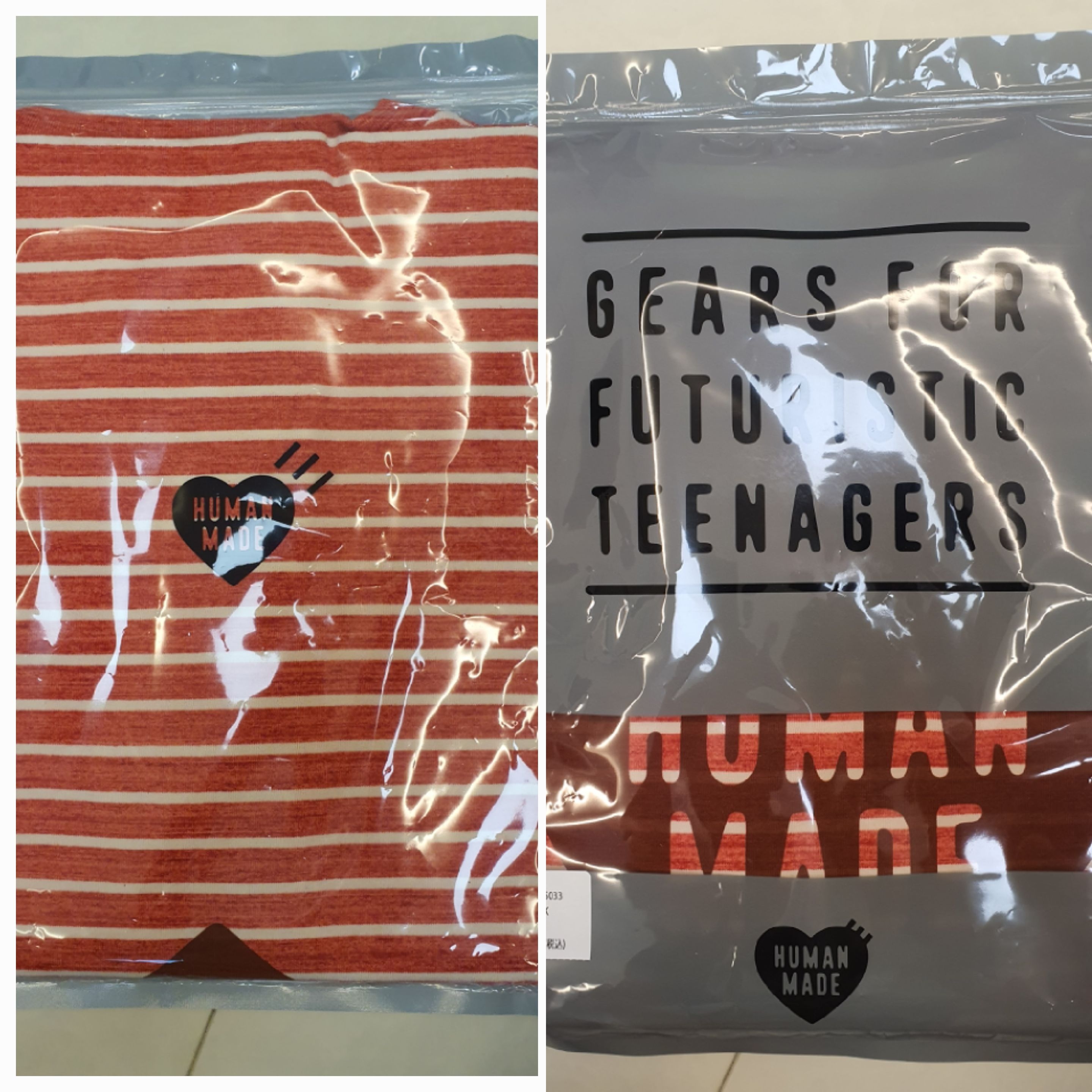 Human Made Striped Heart T-Shirt Pink 착용 스타일