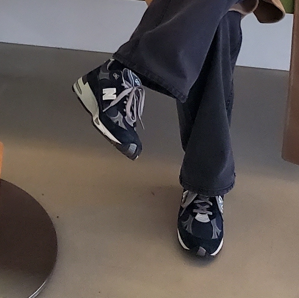 (W) New Balance 991 Made in UK Navy 착용 스타일 - 3