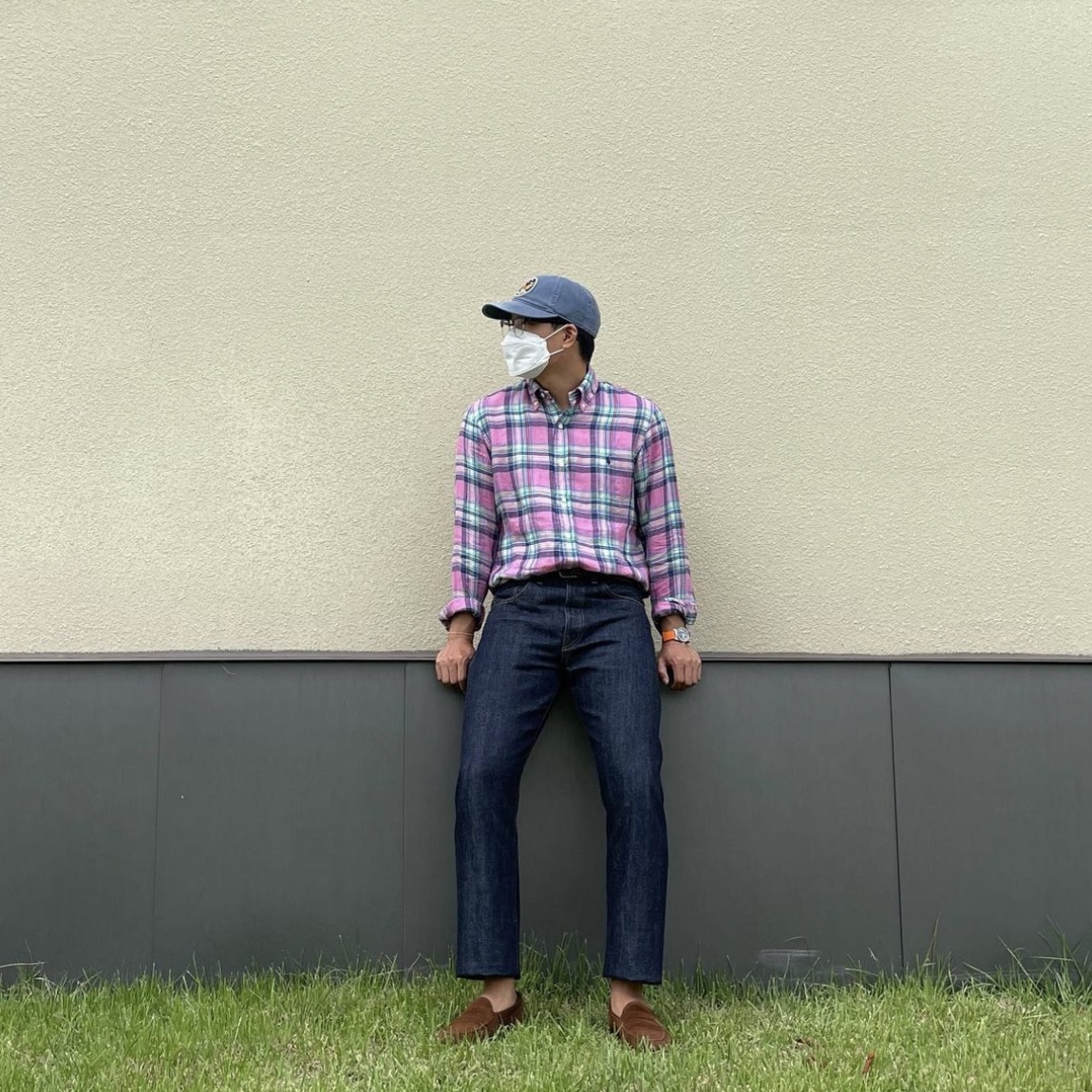 Double RL Garment Dyeing Twill Ball Cap Blue, LVC 1947 501 Rigid Cotton Jean Dark Indigo 착용 스타일