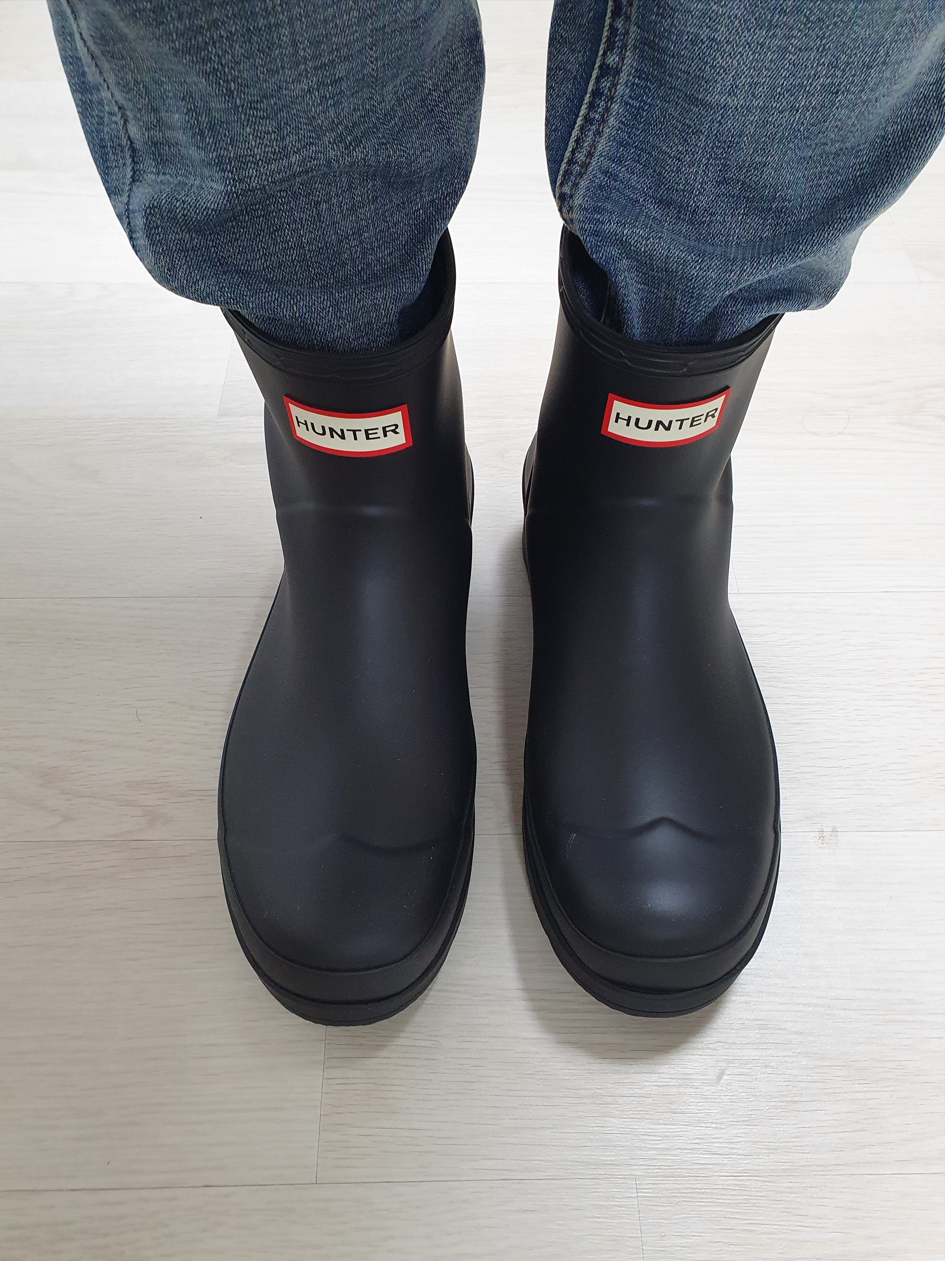 Hunter Play Short Wellington Boots Black 착용 스타일