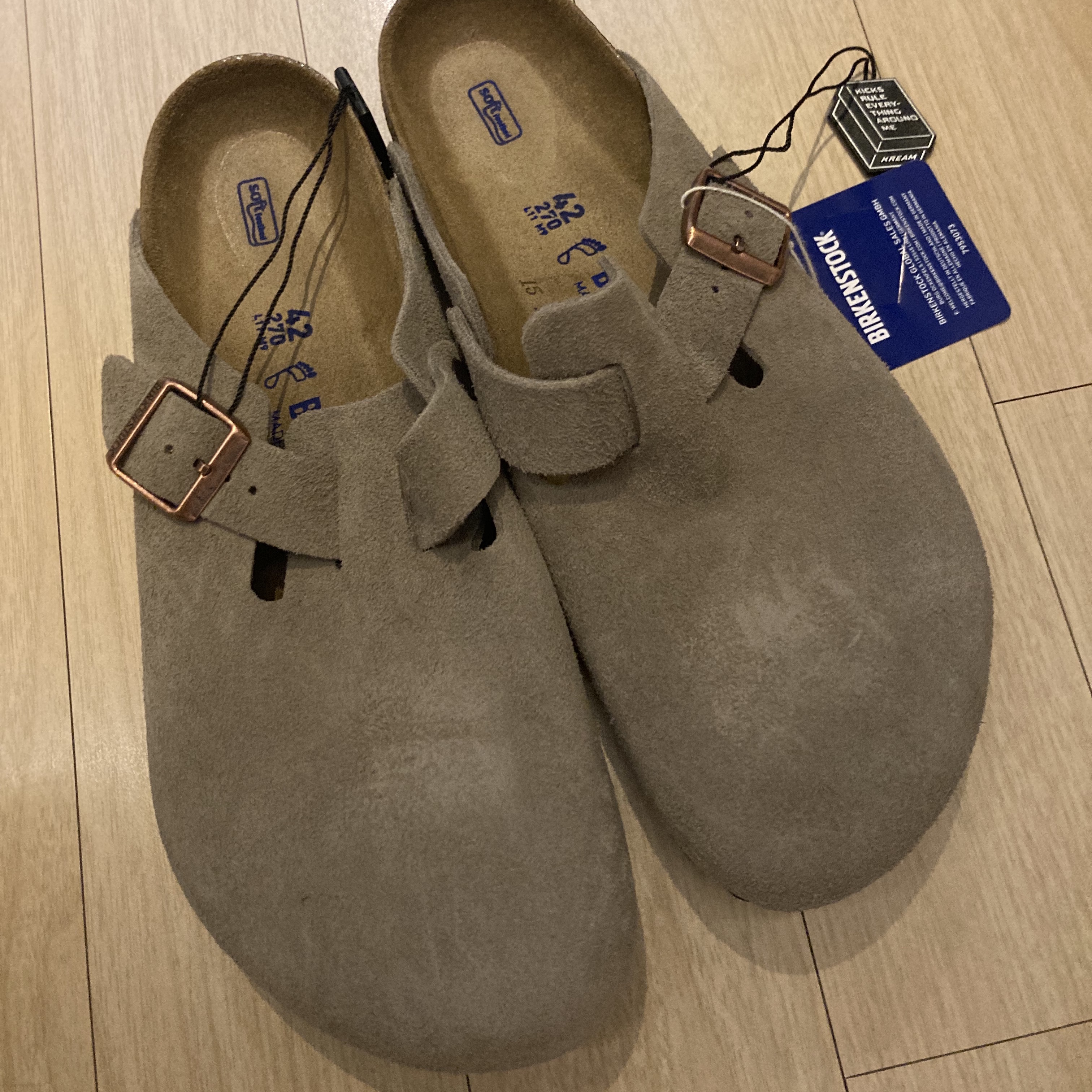 Birkenstock Boston Soft Footbed Taupe - Regular 착용 스타일