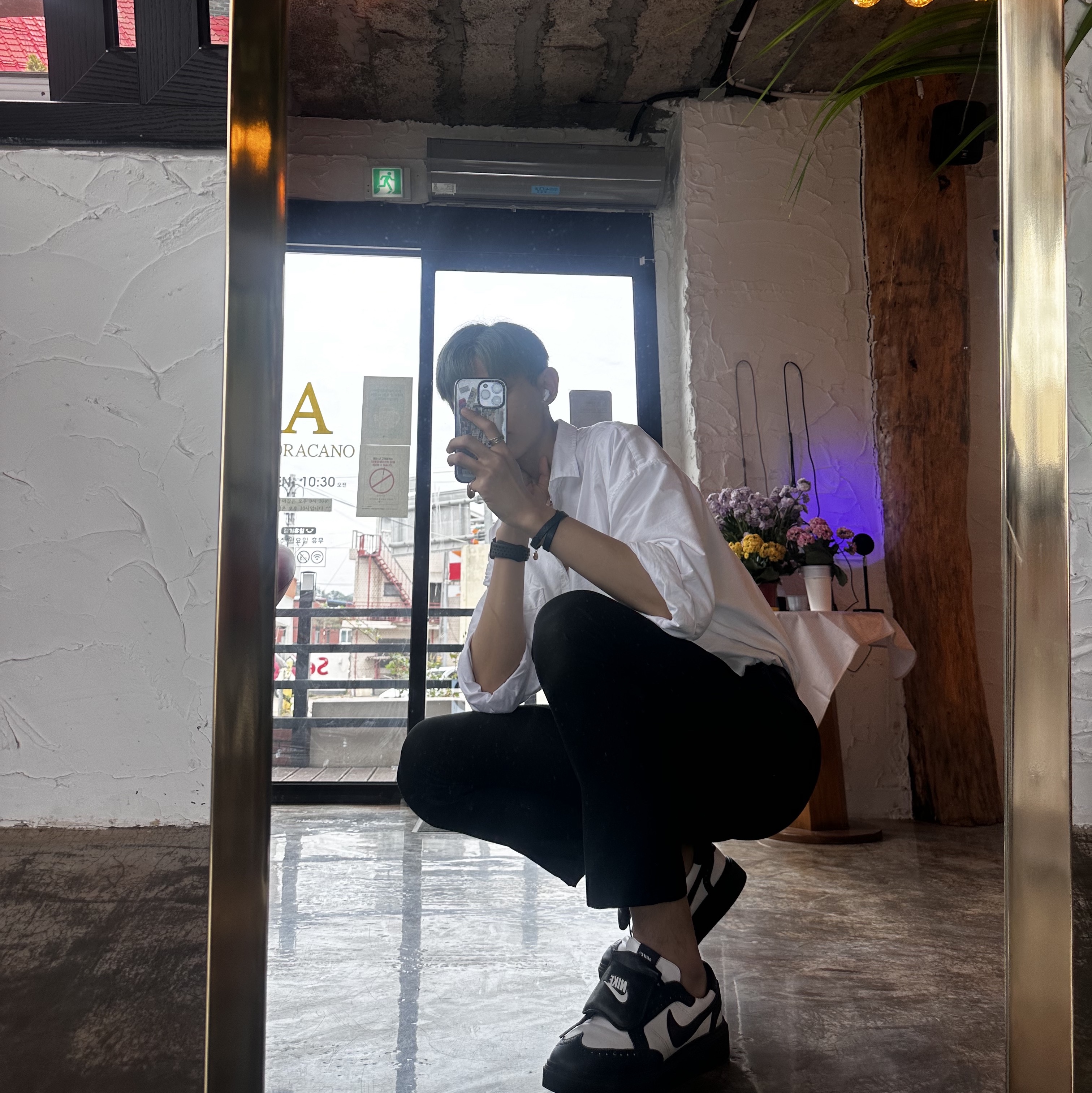 Nike x Peaceminusone Kwondo1 Black and White, Gucci Ring with Double G Silver 착용 스타일 - 2