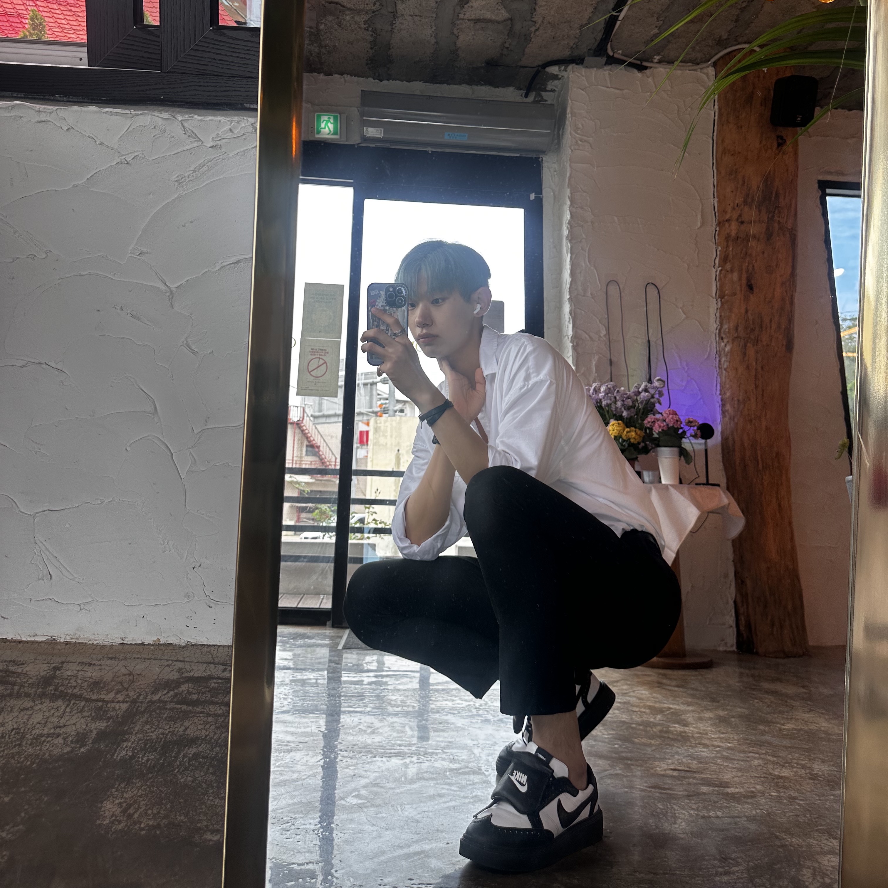 Nike x Peaceminusone Kwondo1 Black and White, Gucci Ring with Double G Silver 착용 스타일 - 4