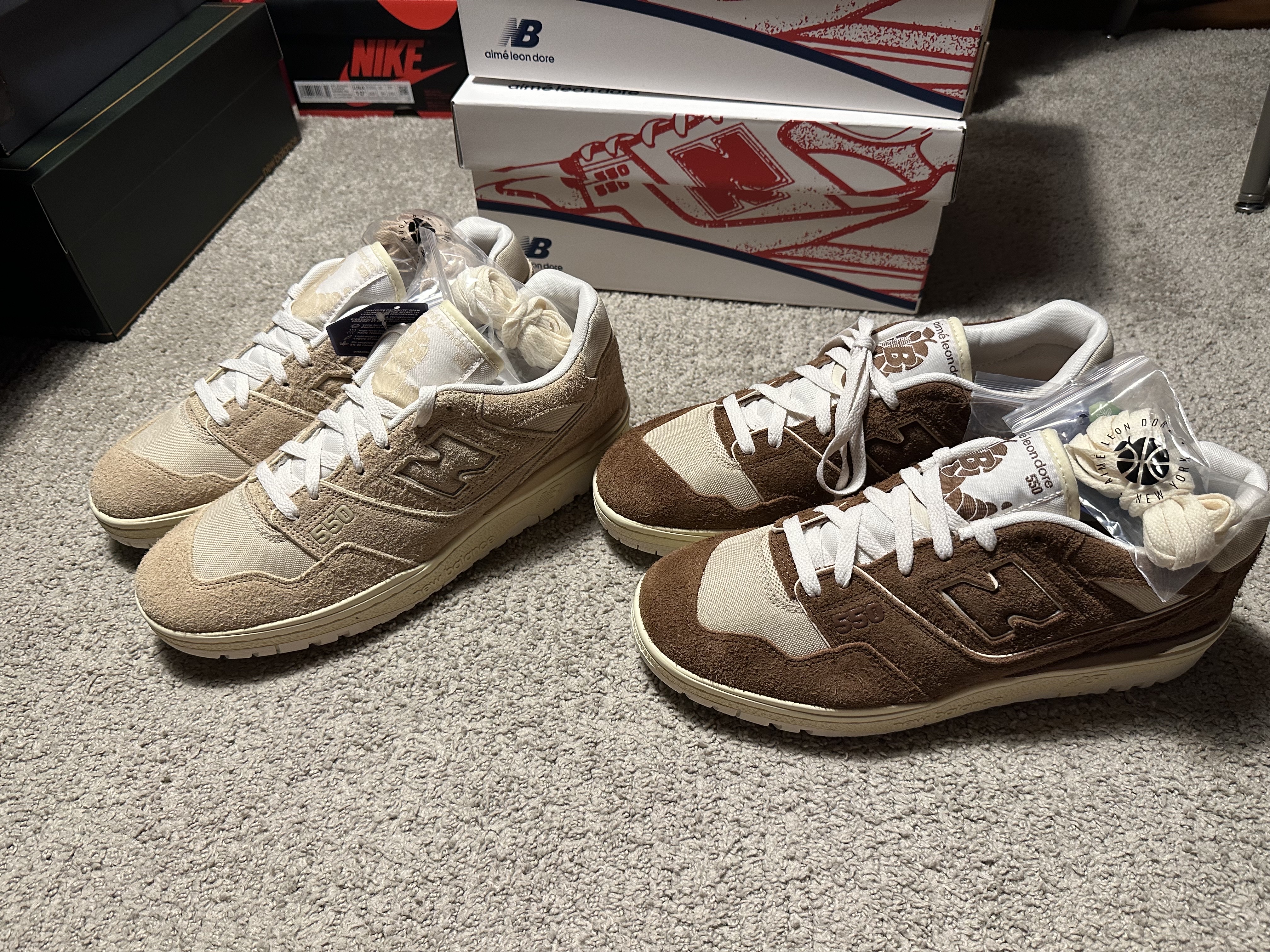 New Balance x Aime Leon Dore 550 True Brown, New Balance x Aime Leon Dore 550 Warm Sand 착용 스타일 - 1
