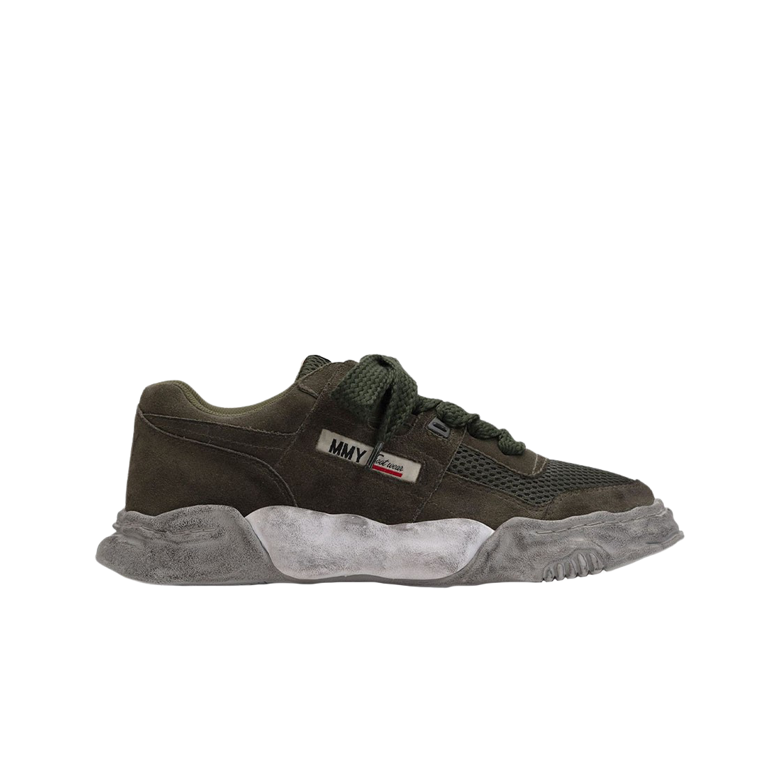 A10FW707-GREEN Maison Mihara Yasuhiro Parker OG Sole Mix Material Low-top Sneakers Green