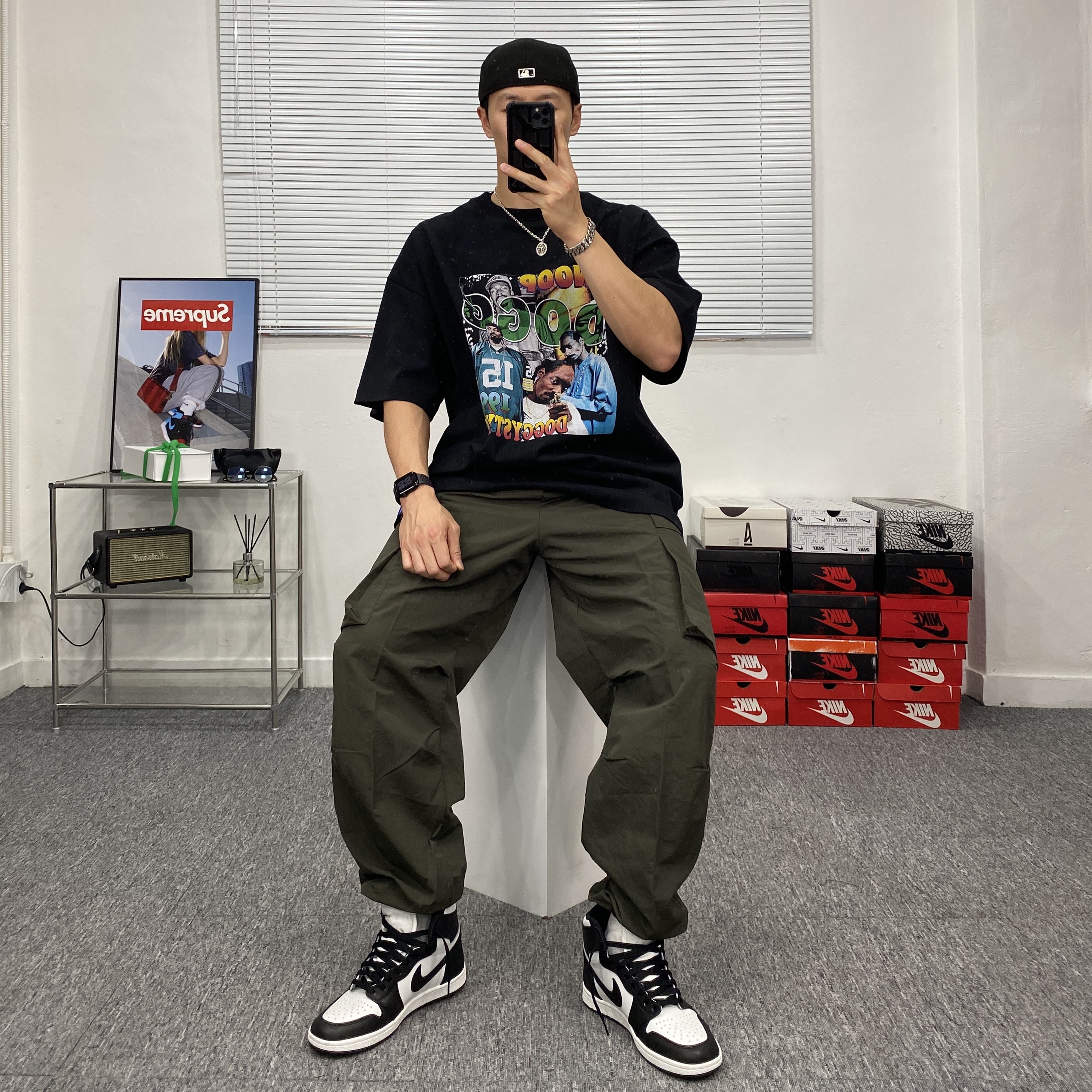 Jordan 1 High 85 Black White 착용 스타일 - 2