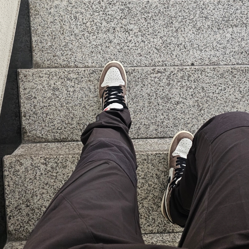 Nike x Travis Scott NRG BH Pants Velvet Brown - US/EU, Jordan 1 x Travis Scott Retro High OG SP Mocha 착용 스타일