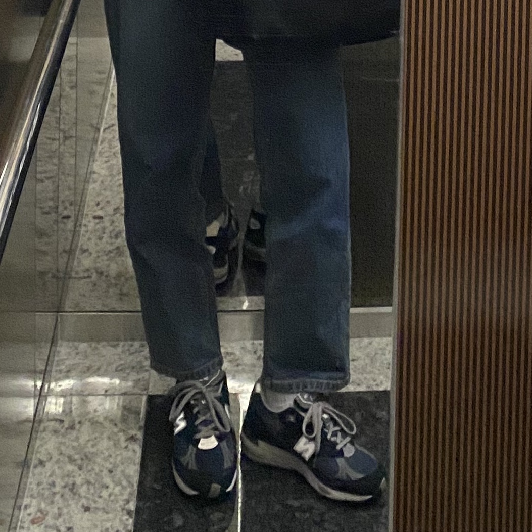 (W) New Balance 991 Made in UK Navy 착용 스타일 - 2
