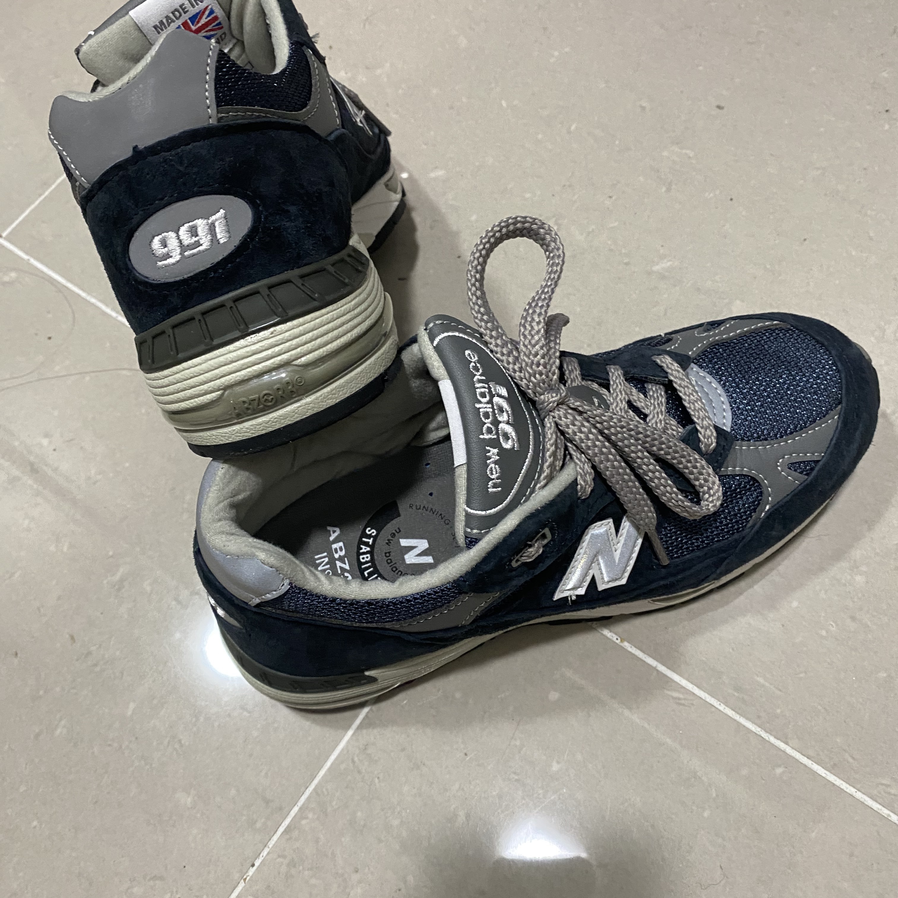 (W) New Balance 991 Made in UK Navy 착용 스타일 - 1
