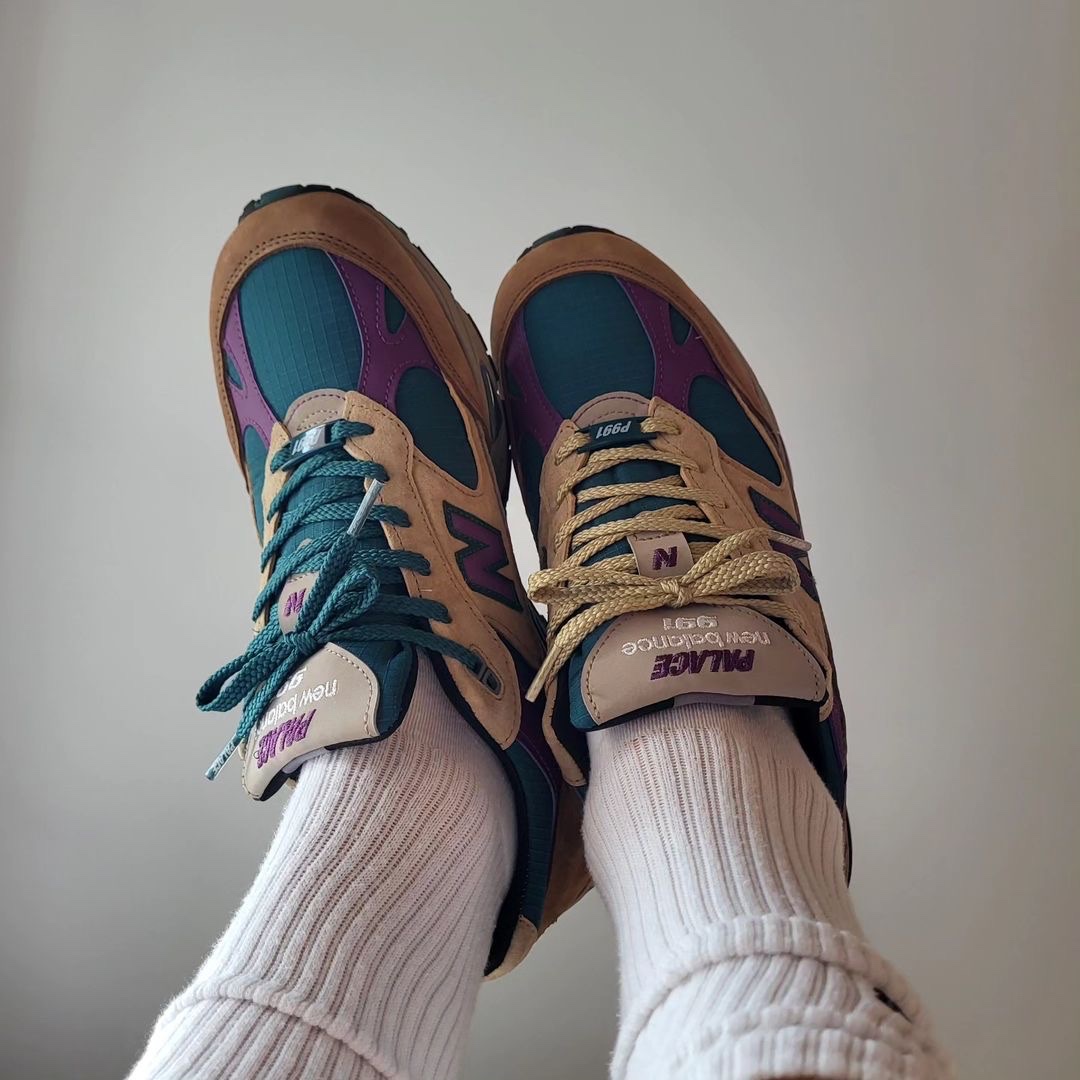 New Balance x Palace 991 Made in UK Teal Brown 착용 스타일