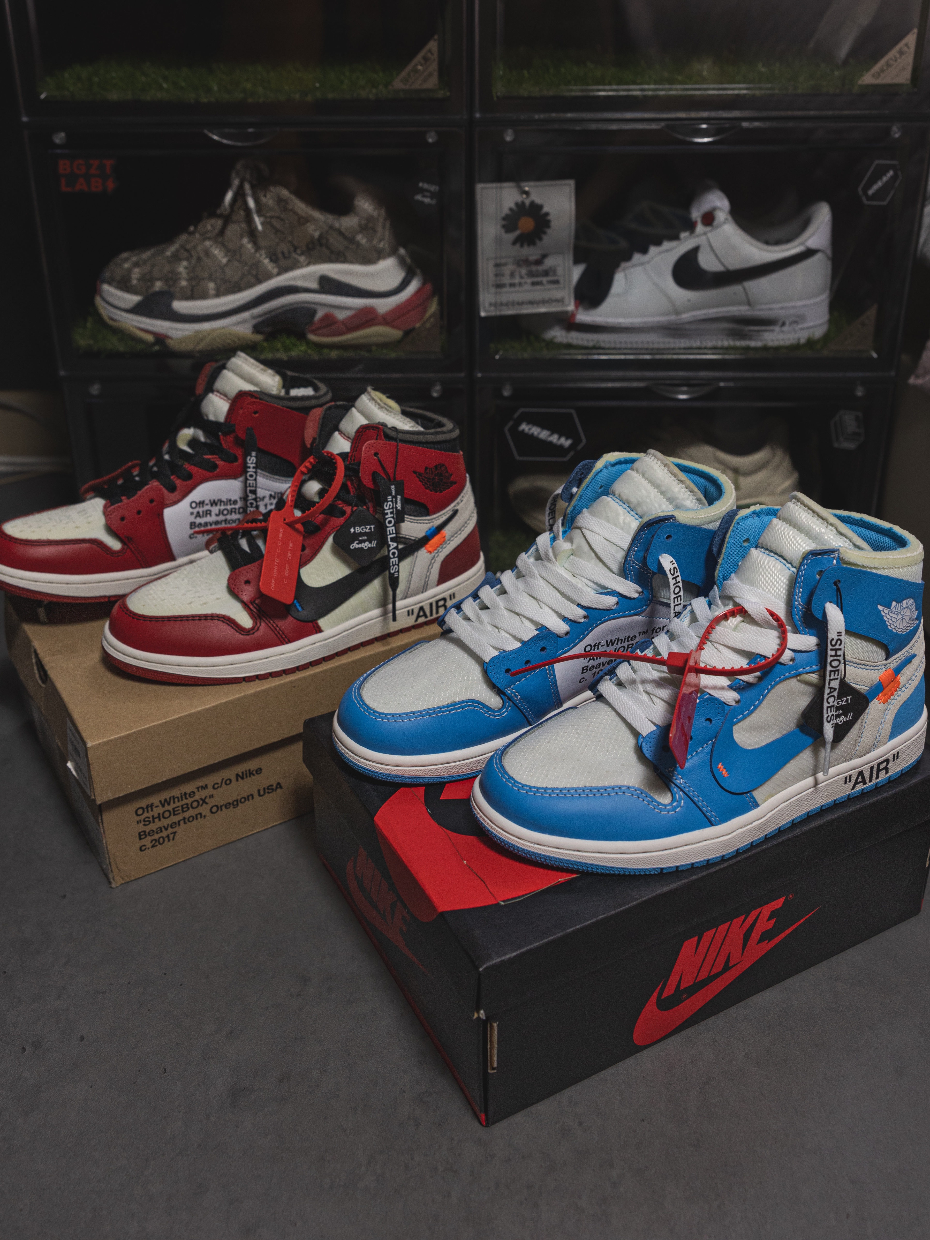 Jordan 1 x Off-White Retro High University Blue, Jordan 1 x Off-White Retro High Chicago The Ten 착용 스타일 - 4