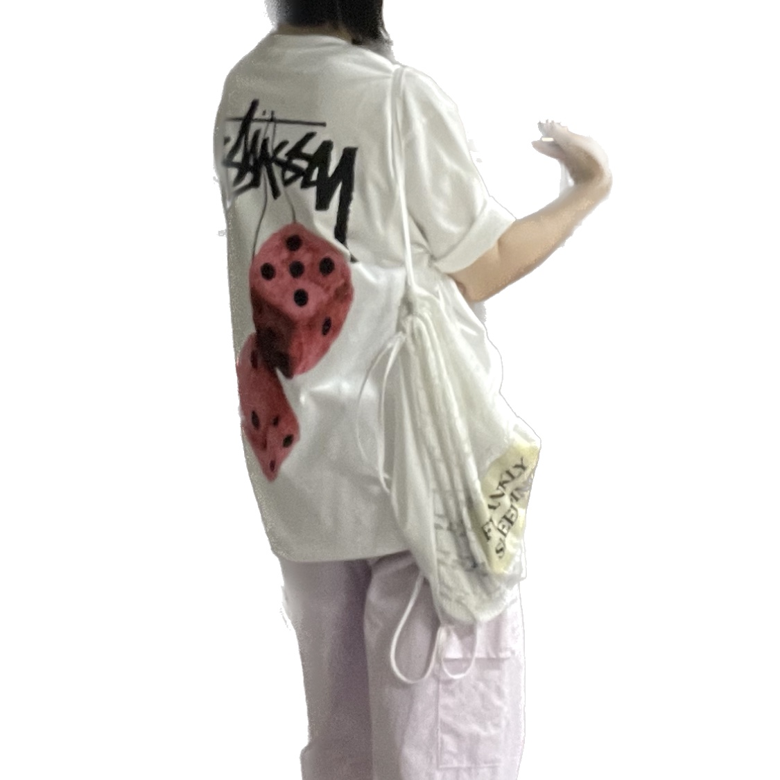 Stussy Fuzzy Dice T-Shirt White 착용 스타일