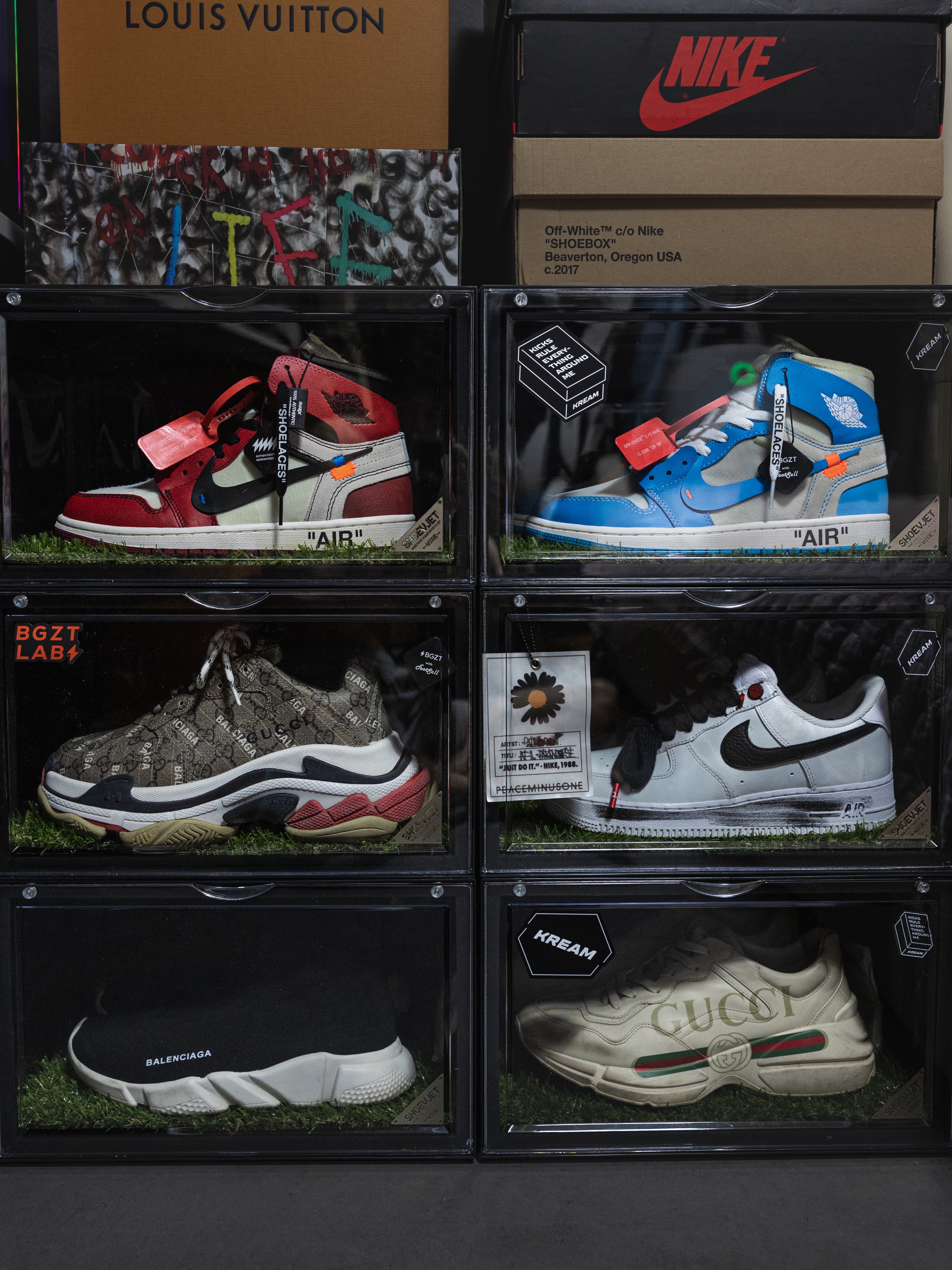 Jordan 1 x Off-White Retro High University Blue, Jordan 1 x Off-White Retro High Chicago The Ten 착용 스타일 - 1