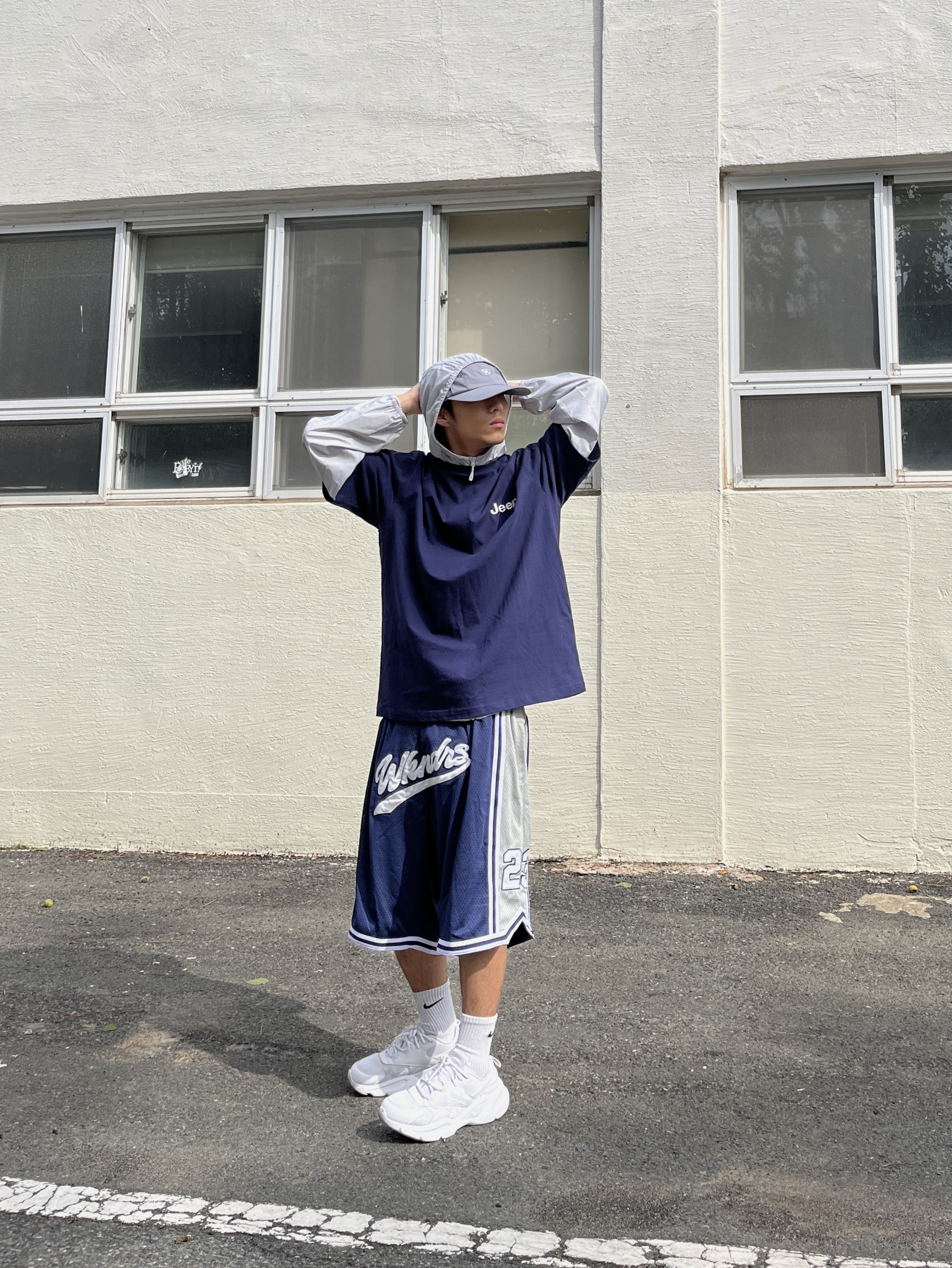 Sansan Gear Nylon Wing Cap Grey - 22FW 착용 스타일 - 1