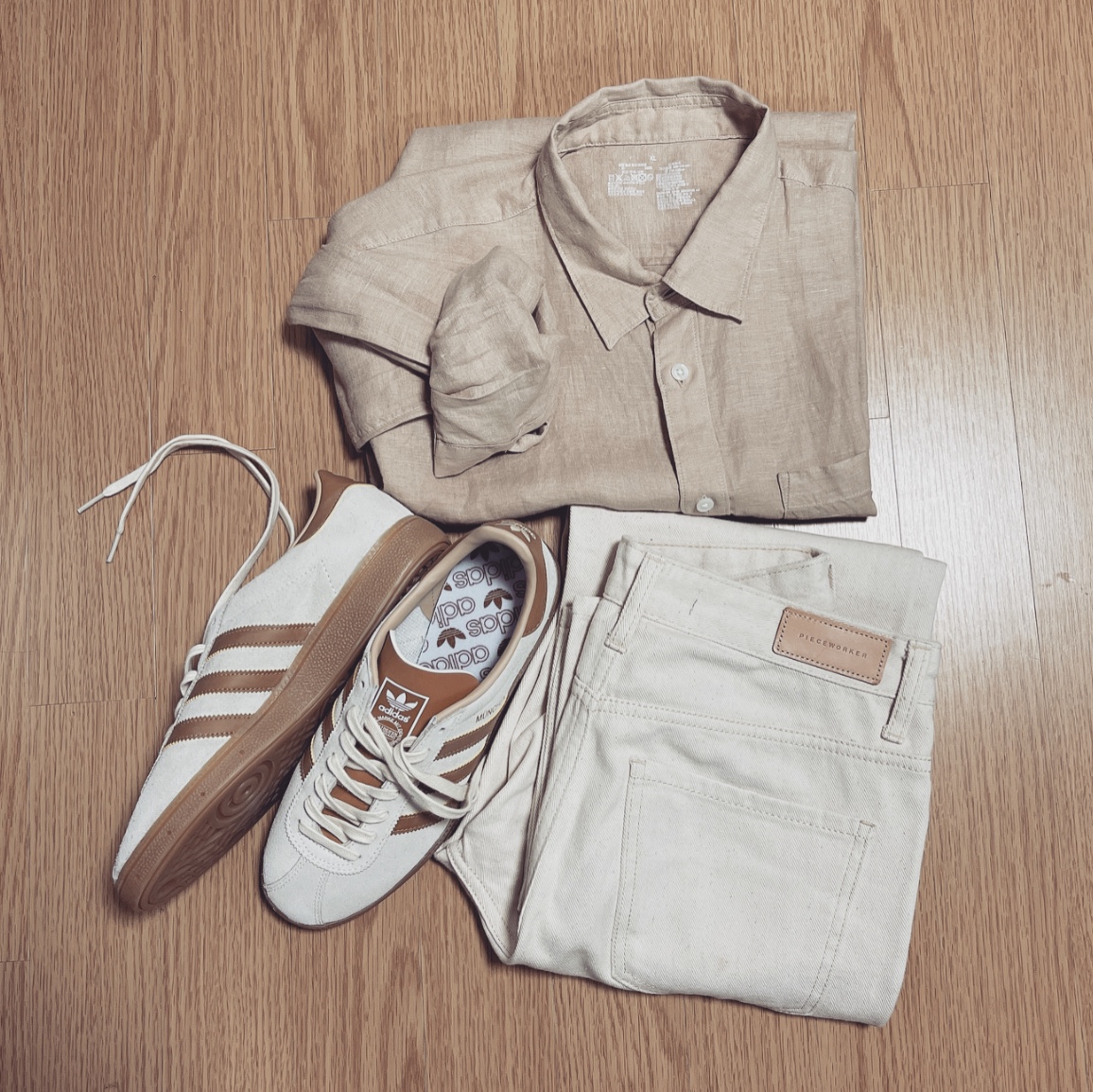 Adidas City Series Munchen Cream White Mesa 착용 스타일 - 2