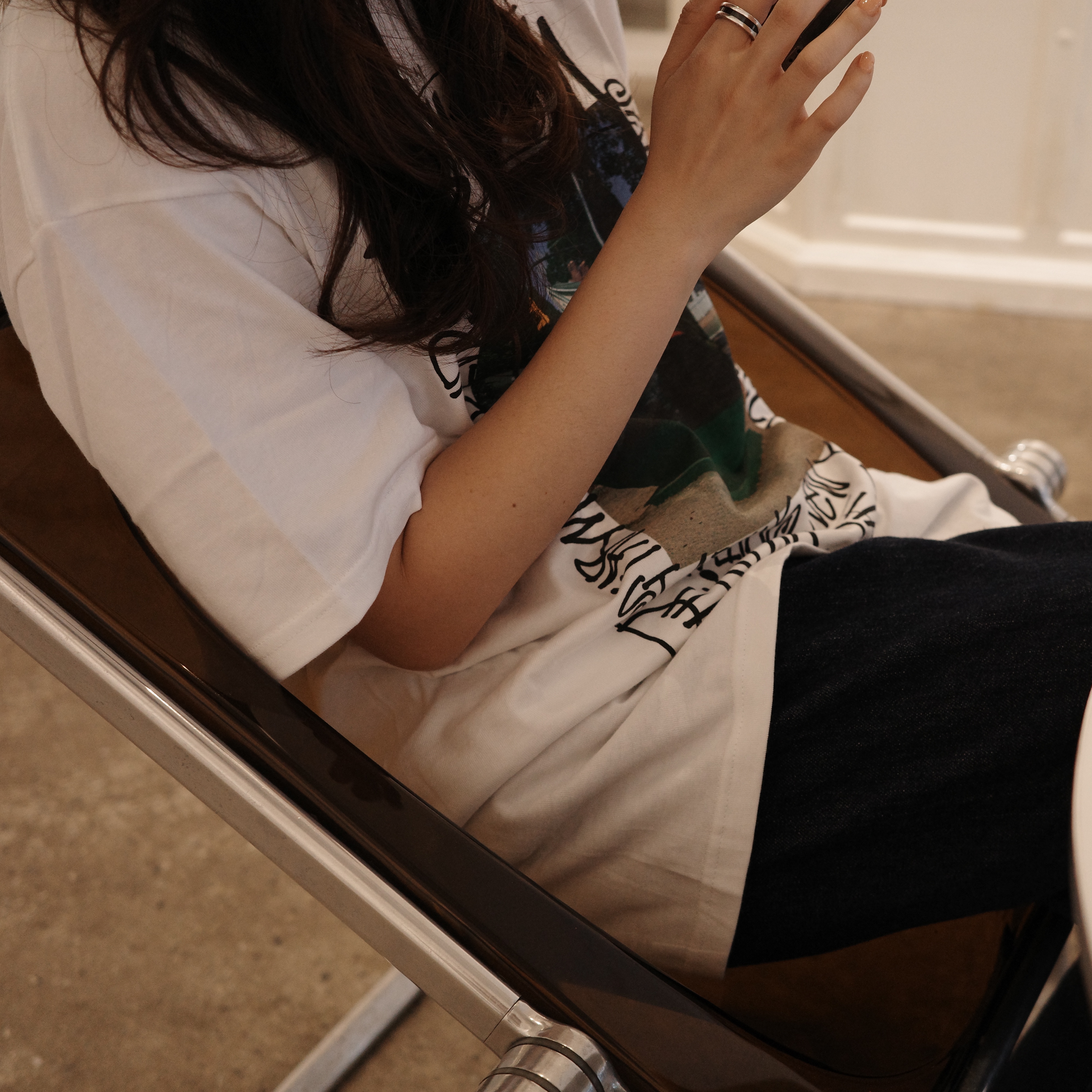 Stussy x Denim Tears Farmers Blvd. T-Shirt White 착용 스타일