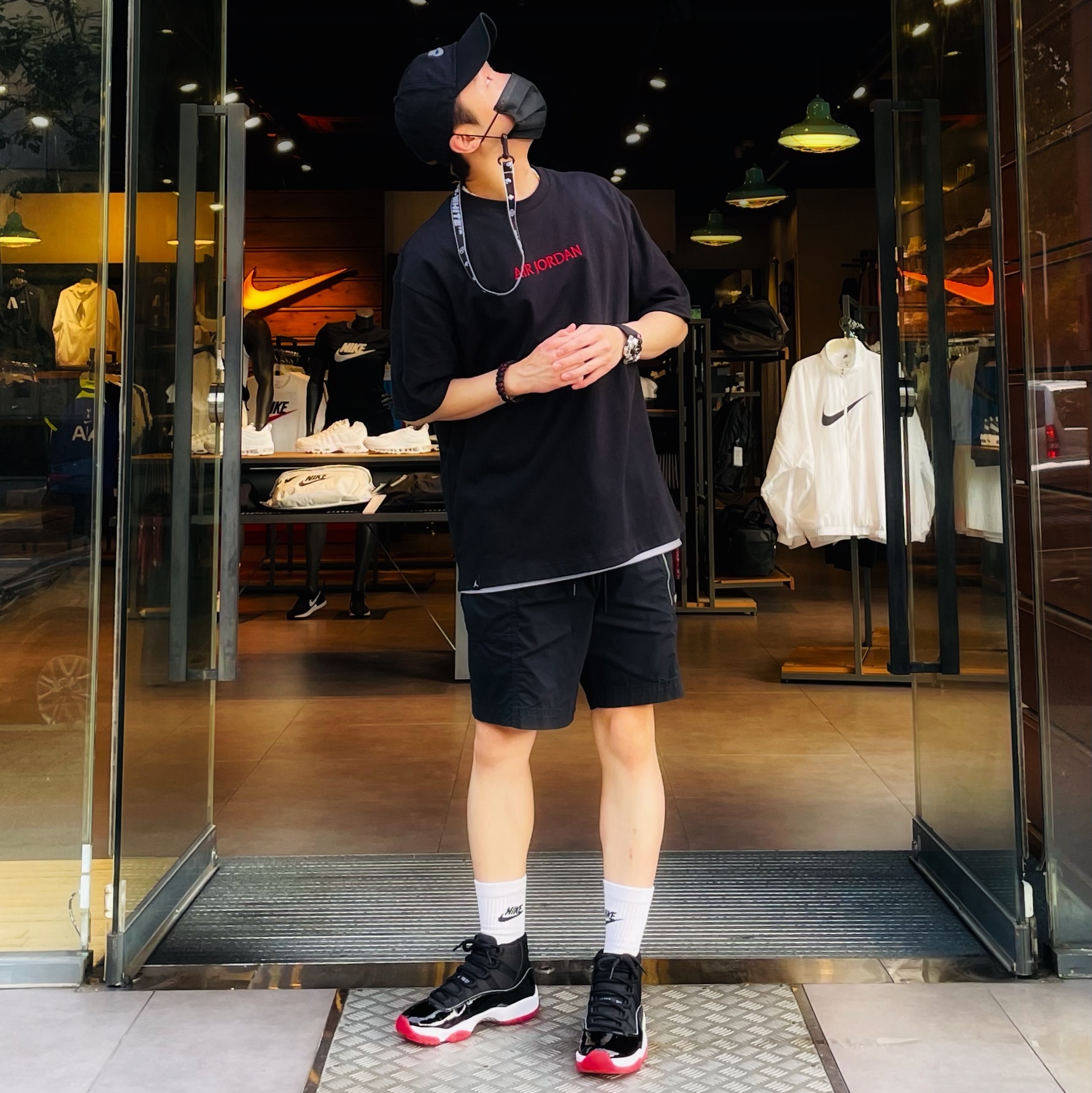 Jordan Wordmark T-Shirt Black - Asia, Jordan 11 Retro Bred 2019 착용 스타일