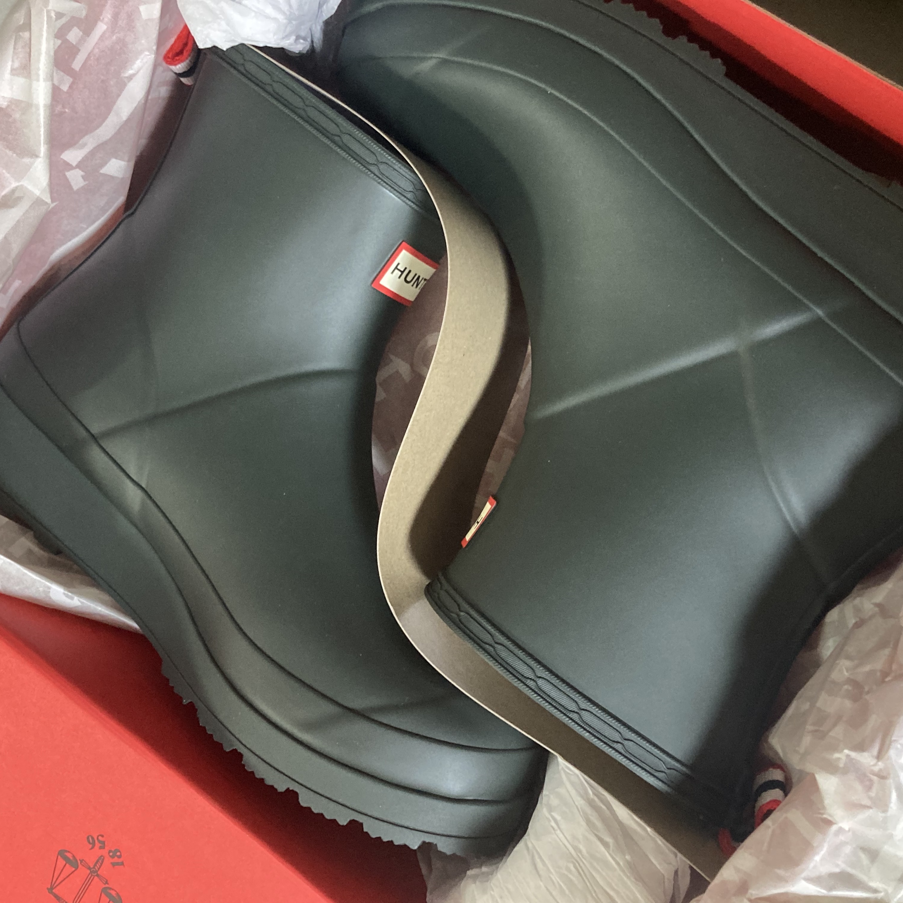 (W) Hunter Play Short Wellington Boots Valtameri Blue 착용 스타일