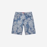 Supreme Flames Jacquard Baggy Denim Shorts Washed Indigo - 23SS