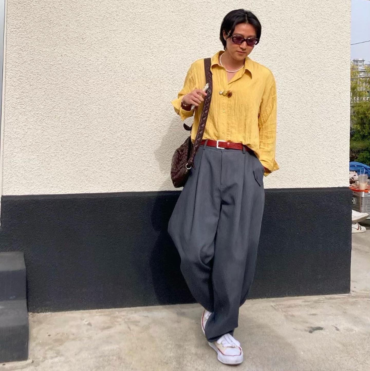 Maison Mihara Yasuhiro Peterson OG Sole Canvas Low-top Sneakers Natural 착용 스타일