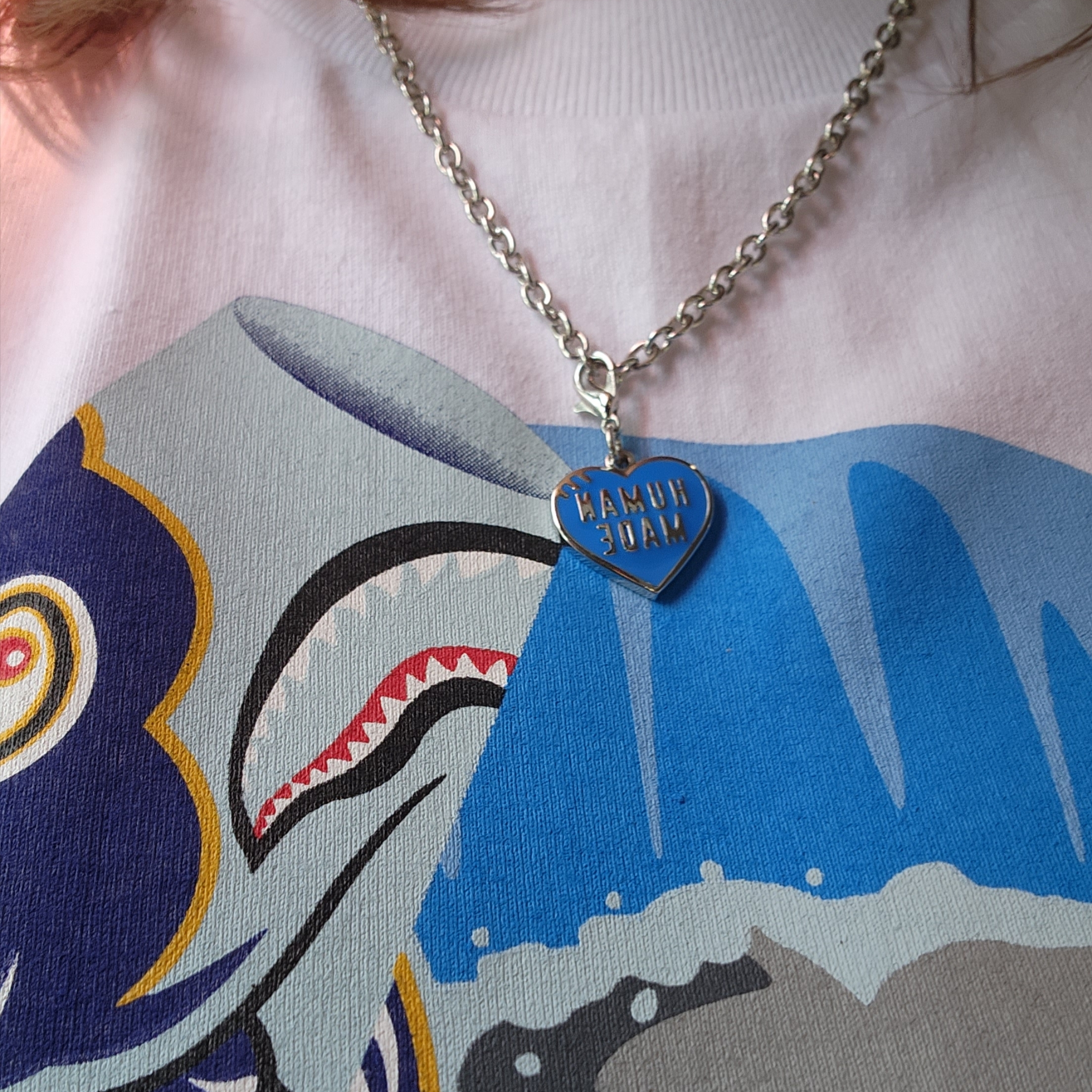 Human Made Five Heart Necklace Silver 착용 스타일 - 2
