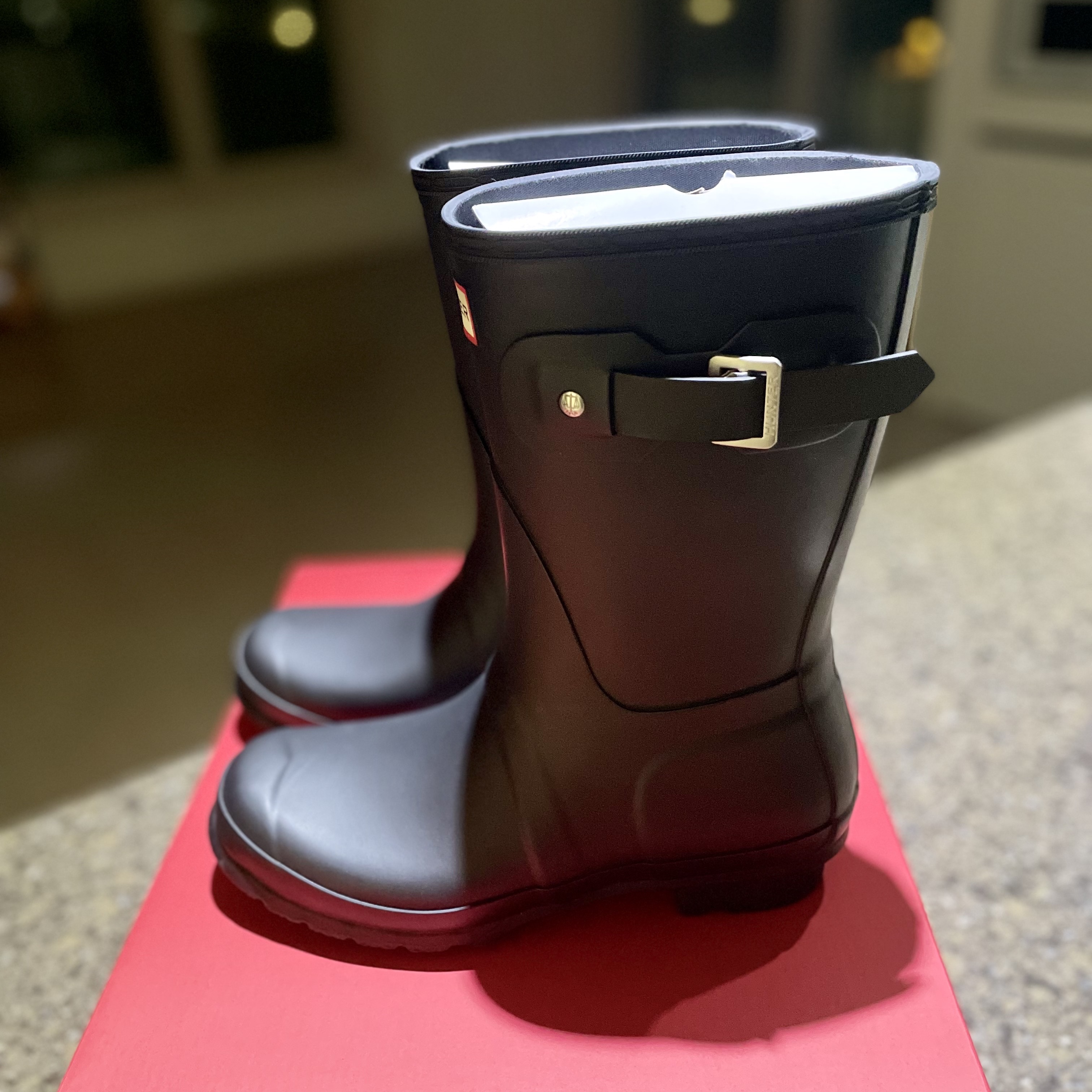 (W) Hunter Original Short Rain Boots Black 착용 스타일