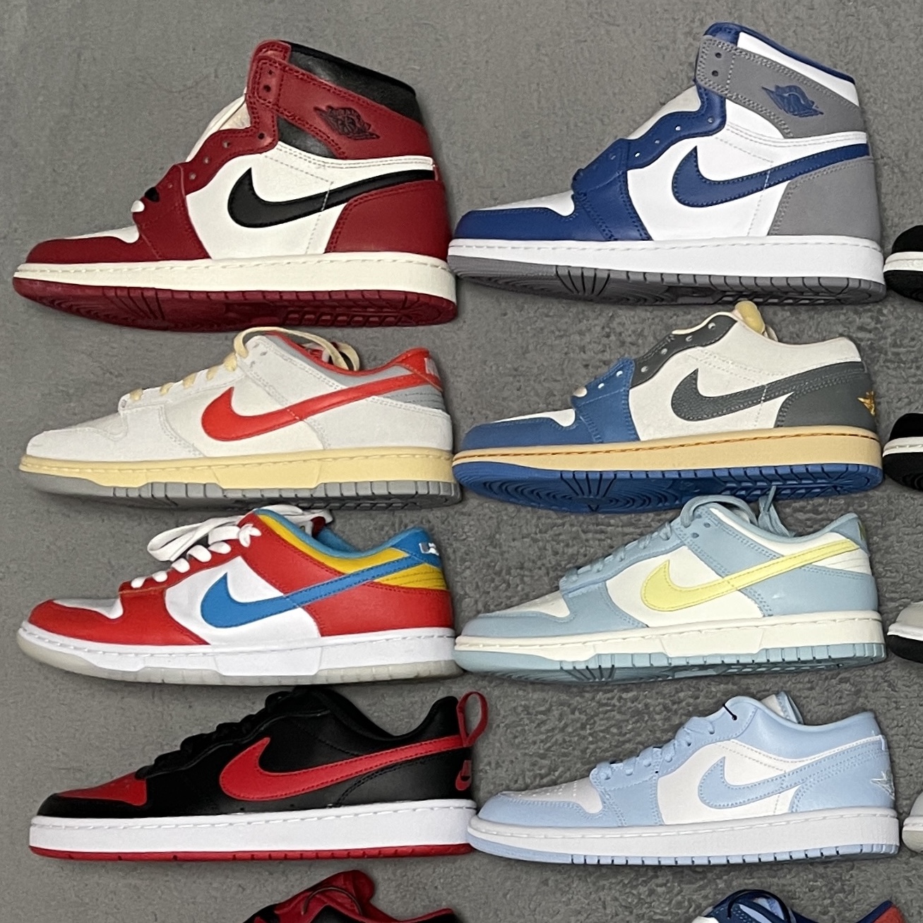 Jordan 1 Retro High OG Chicago 2022, Nike Dunk Low Sail Picante Red 착용 스타일