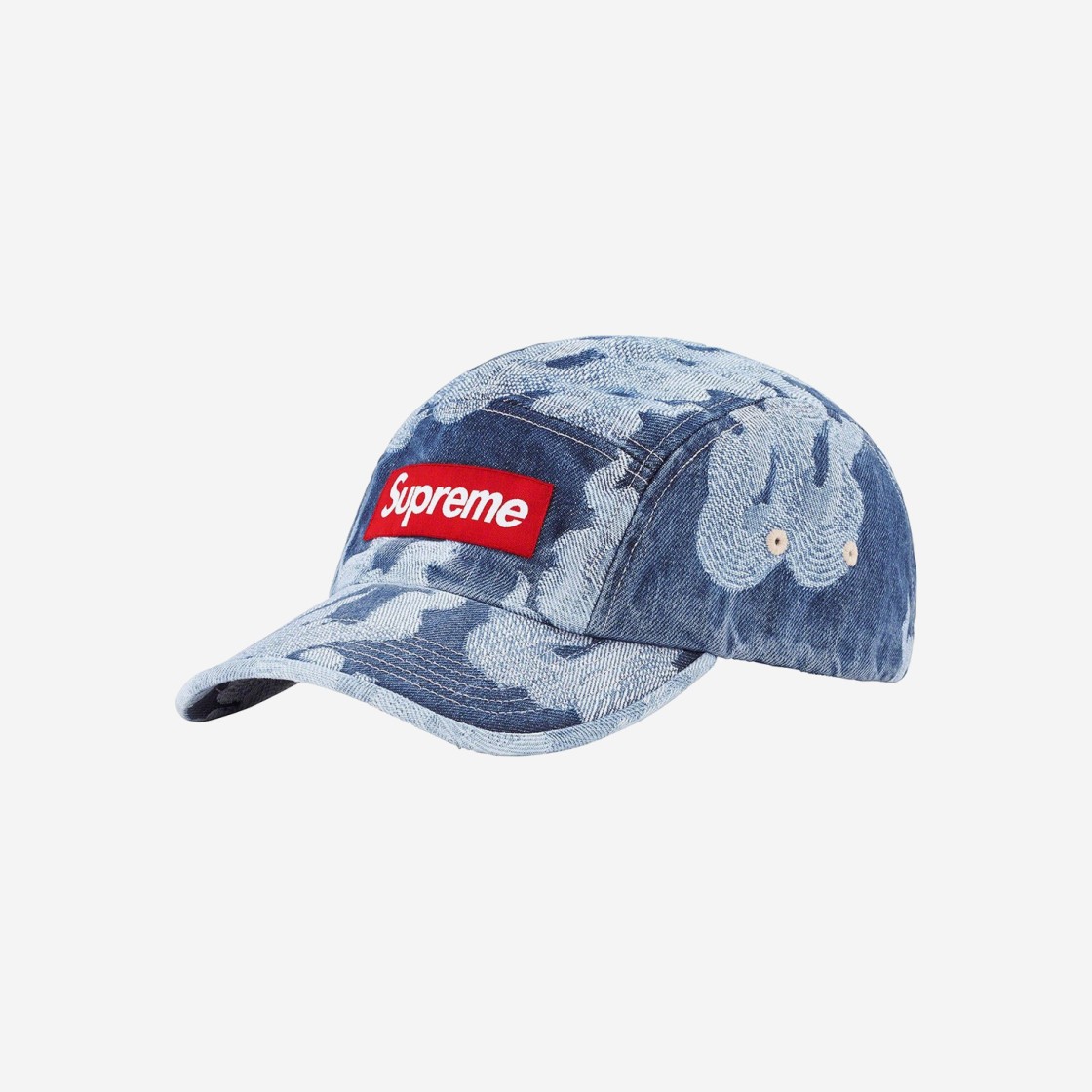 Supreme Flames Jacquard Denim Camp Cap Washed Indigo - 23SS 상세 이미지 1