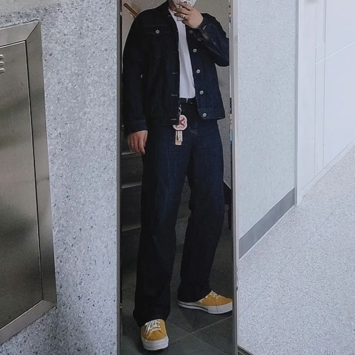 Converse One Star J Seude Ox Yellow 착용 스타일