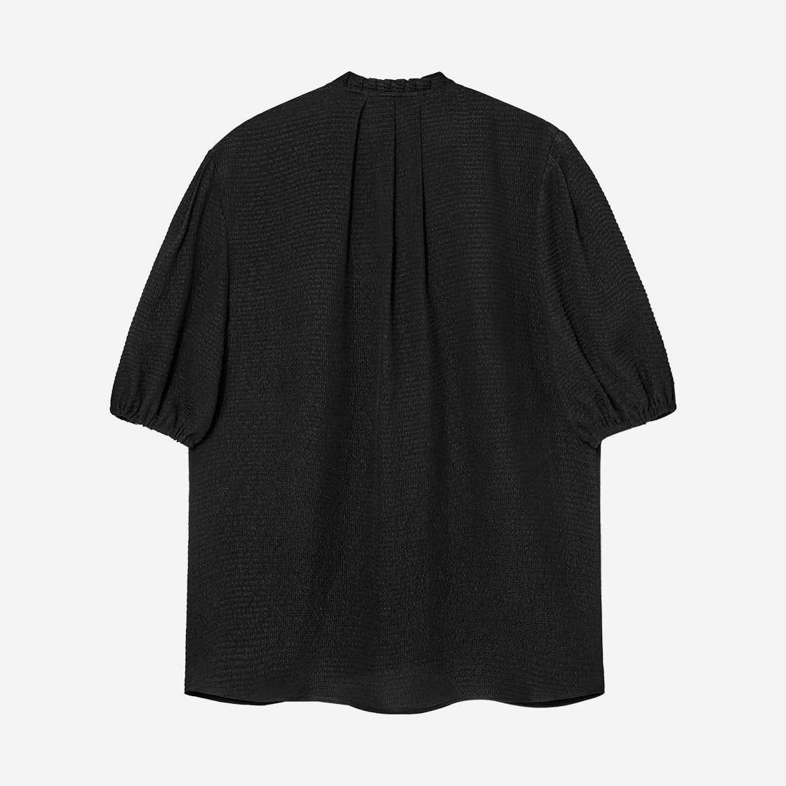 RE23TOP07BK Kindersalmon Women Silk Jacquard Half Blouse Black - #2