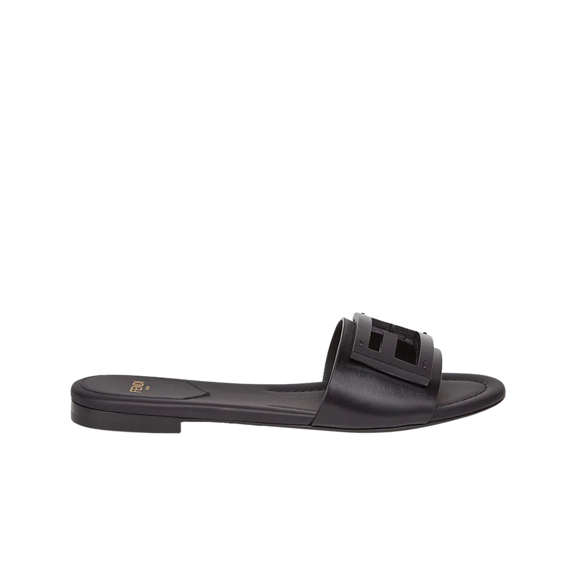 8R8136AE7TF0ABB (W) Fendi Baguette Leather Slides Black