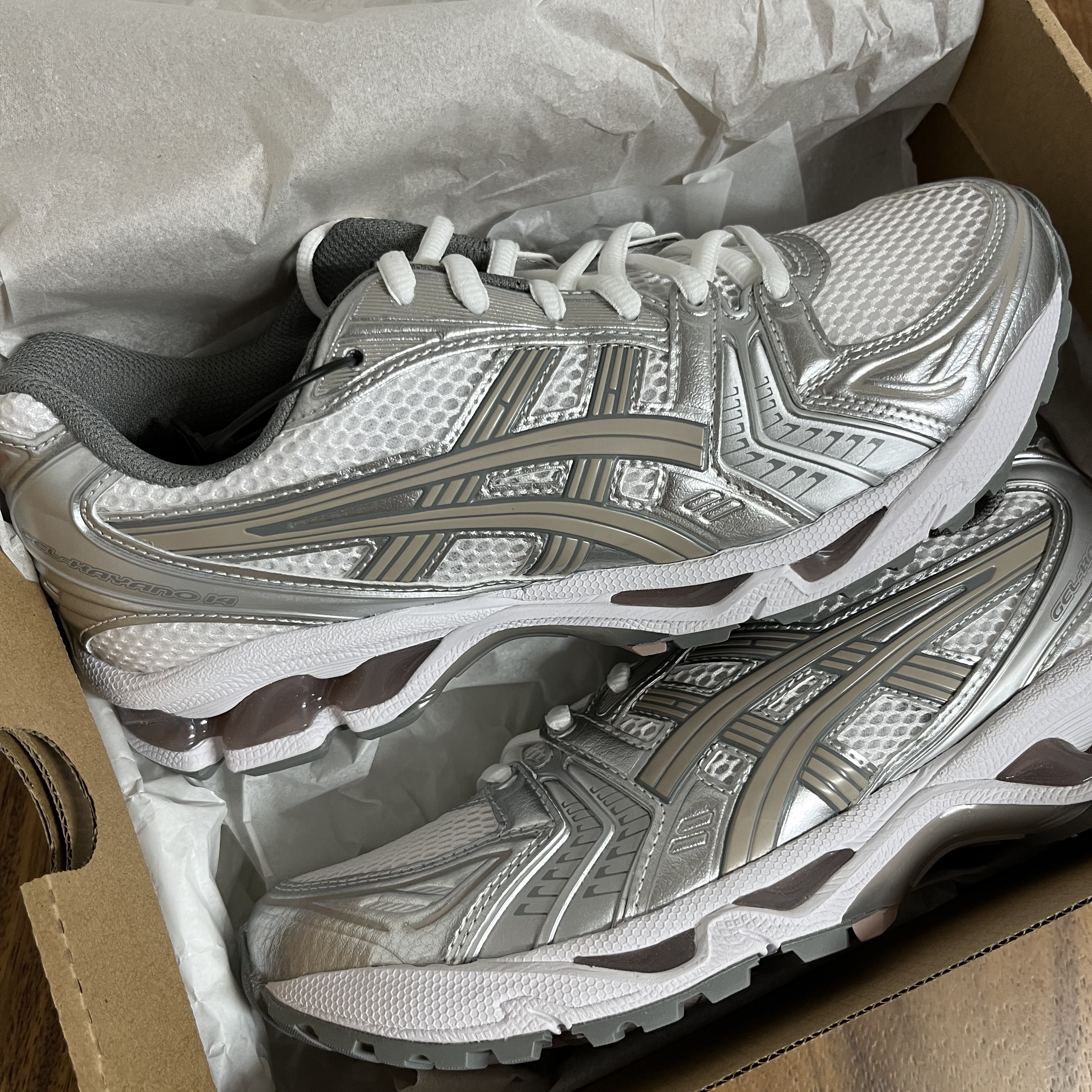 (W) Asics Gel-Kayano 14 White Moonrock 착용 스타일 - 2