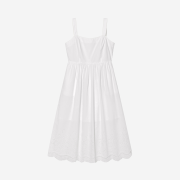 Kindersalmon Women Sleeveless Flare Lace Dress Pure White
