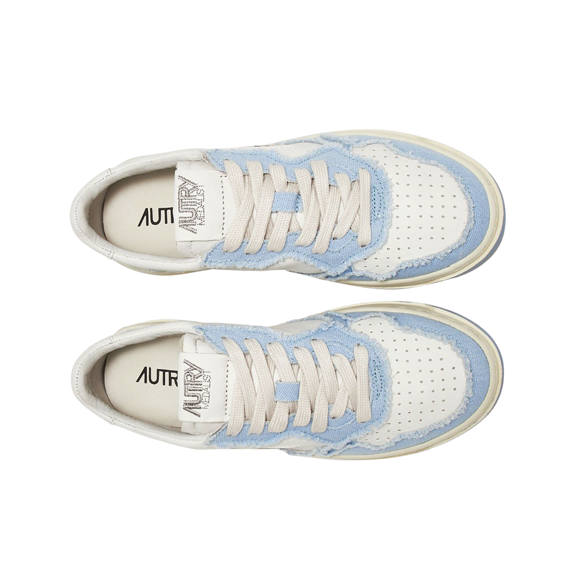 (W) 오트리 메달리스트 로우 레더 캔버스 스니커즈 화이트 블루((W) Autry Medalist Low Leather Canvas Sneakers White Blue) - 2
