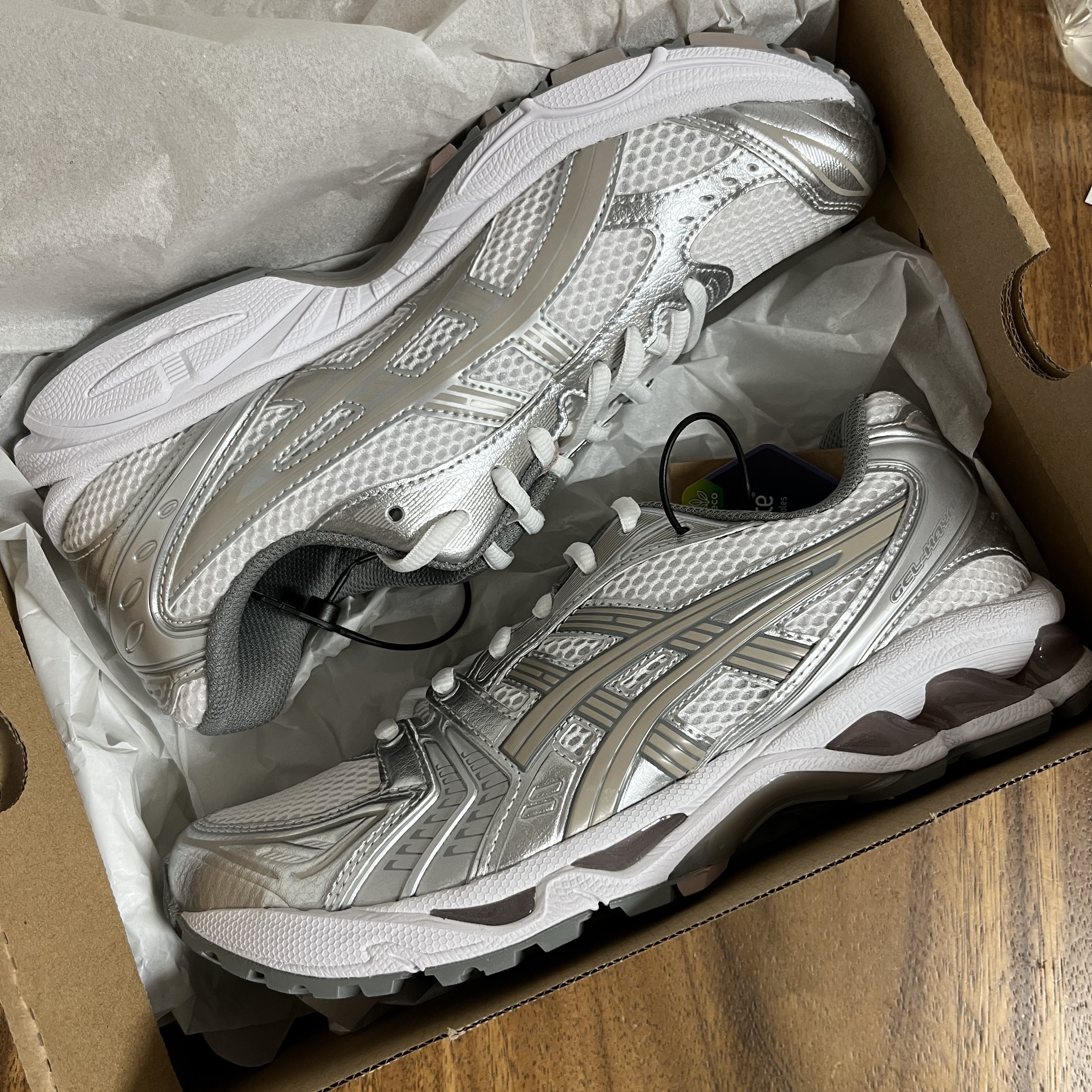 (W) Asics Gel-Kayano 14 White Moonrock 착용 스타일 - 1