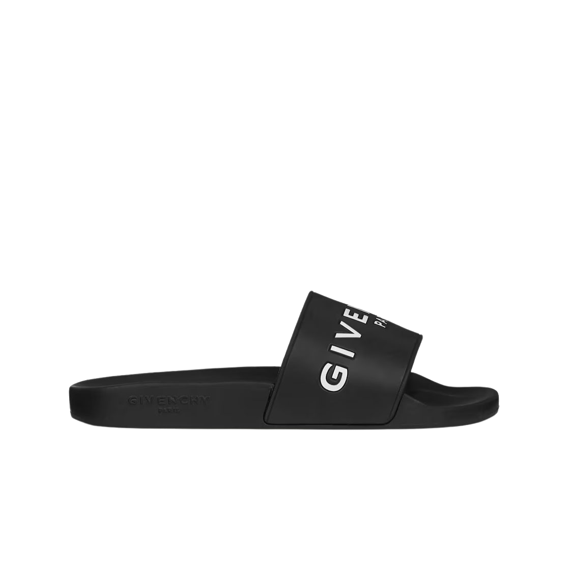 BE3076E1KU-001 (W) Givenchy Slide Flat Sandals in Rubber Black