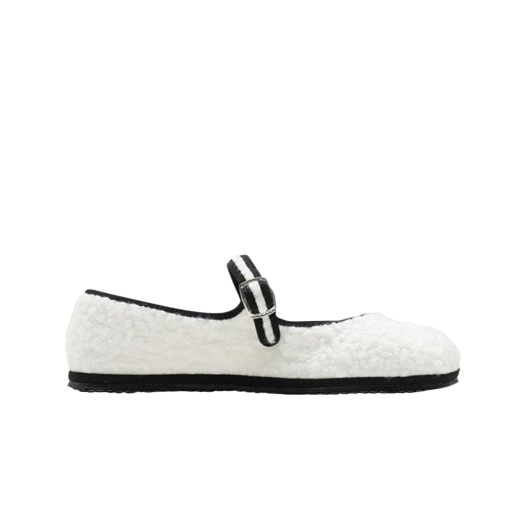 FTMJ-AS-BC-WBL (W) Drogheria Crivellini Tabi Mary Jane Astrakan White Black