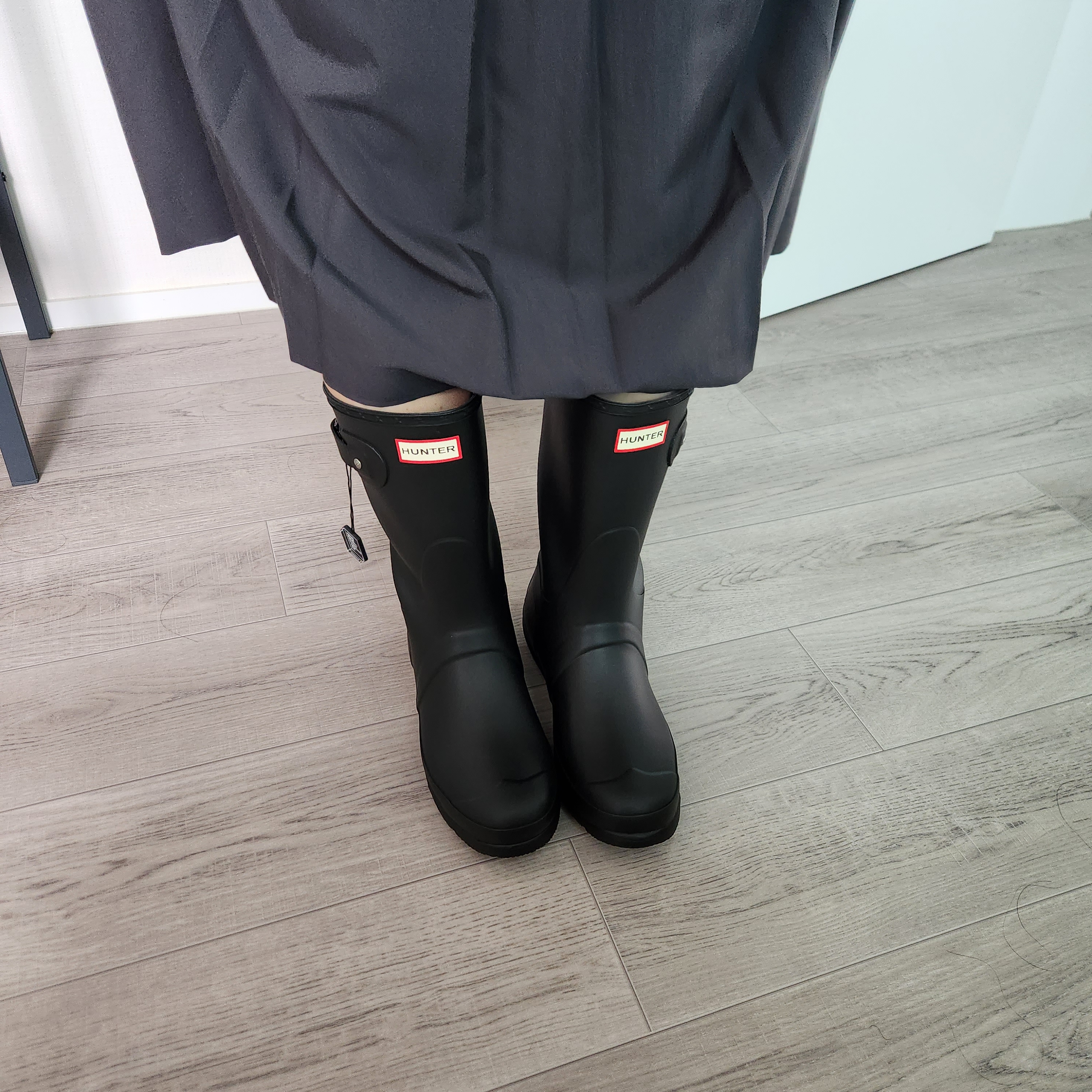 (W) Hunter Original Short Rain Boots Black 착용 스타일